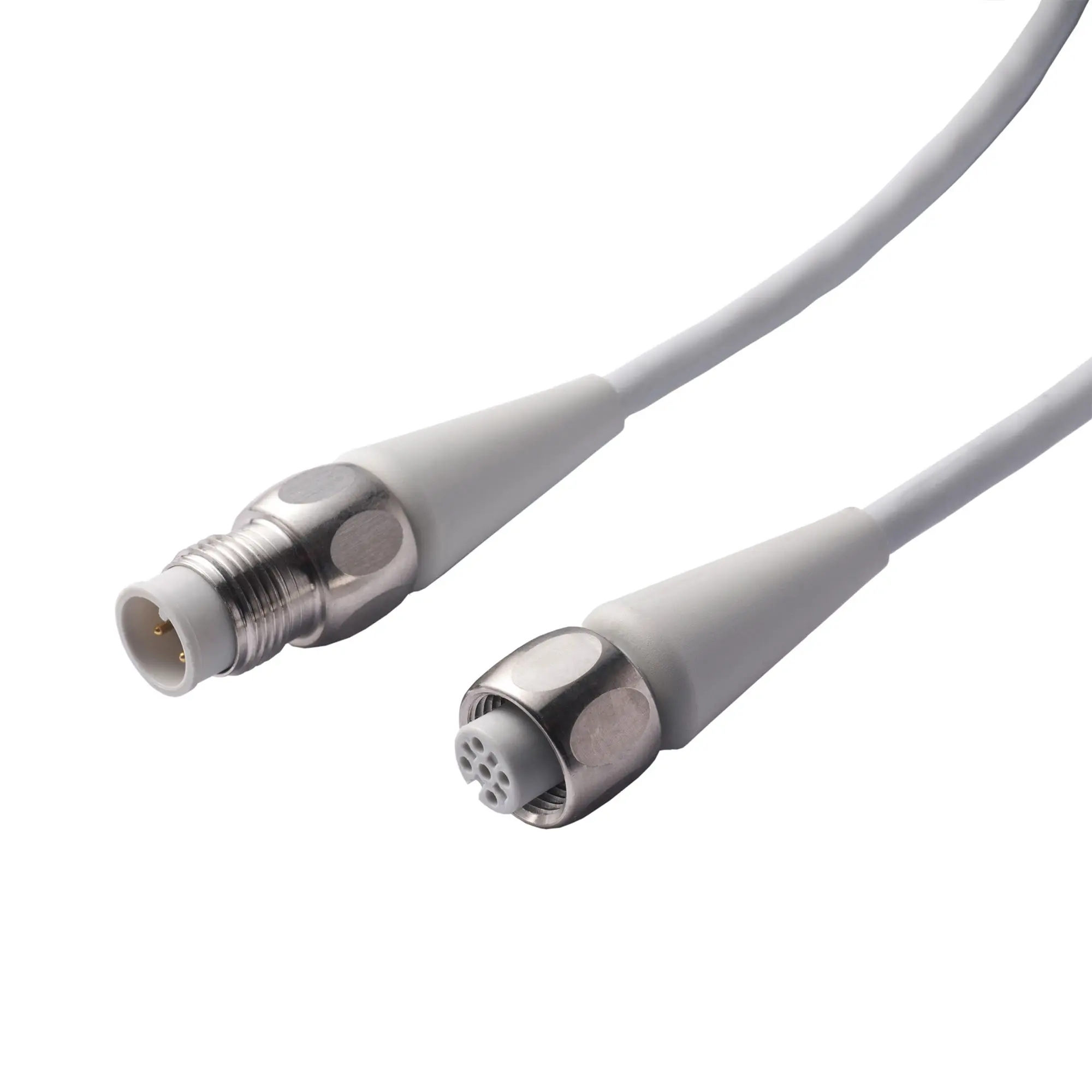 Produktfoto 1 von Sensor Kabel, 5m, 4-polig, TPE grau, Dichtung EPDM, Überwurf V4A, M12 Sensorbuchse, A-kodiert/M12 Sensorstecker, A-kodiert, FDA