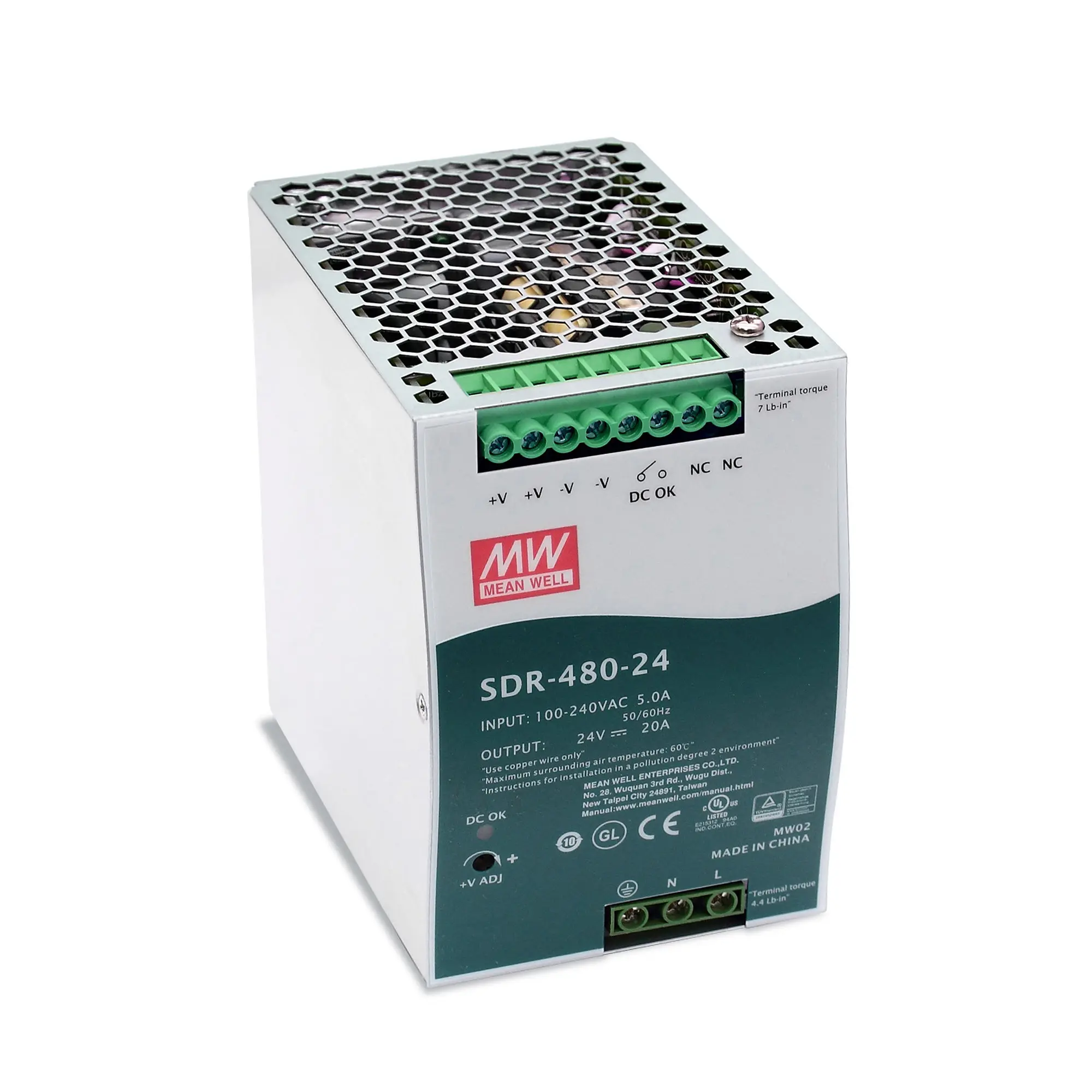 Produktfoto 1 von Netzteil, Hutschienen Netzteil, ~480W, Ausgang Festspannung 24V DC