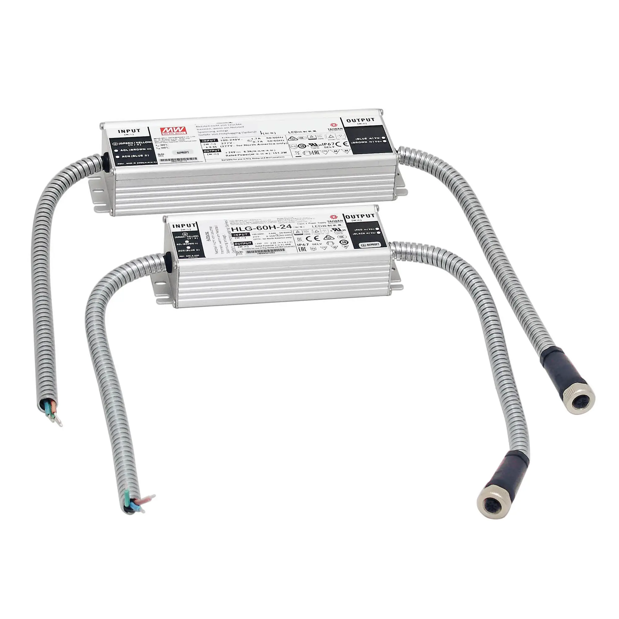 Produktfoto 1 von Netzteil, Schaltnetzteil, ~150W, IP67, offene Leitungsenden am Anschluss, Ausgang Festspannung 24V DC, M12 Sensorbuchse A-kodiert, gerade