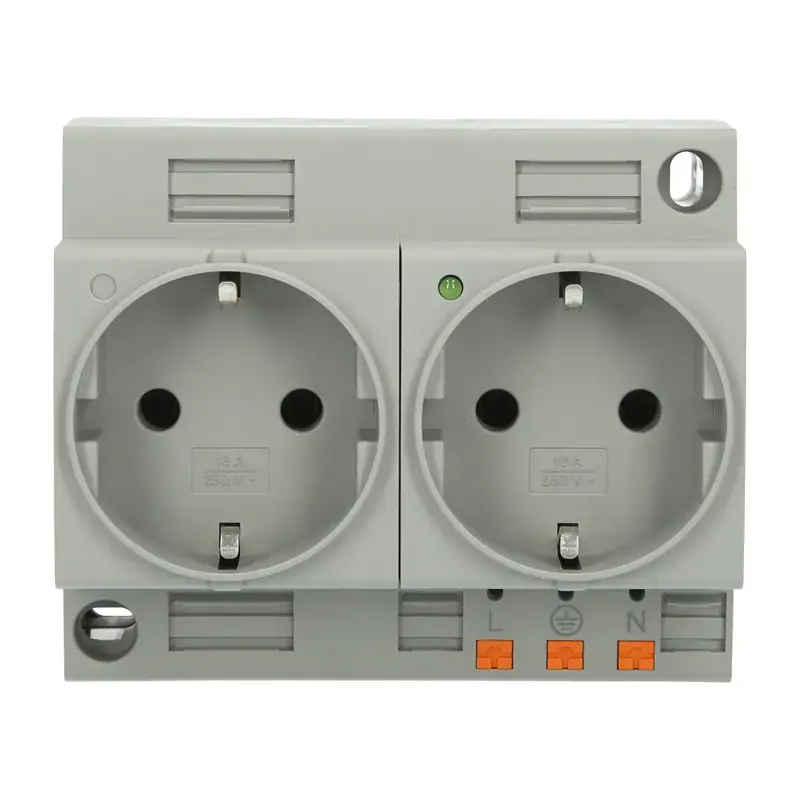Produktfoto 1 von Schaltschrank-Doppelsteckdose PHOENIX 0804049 - EO-CF/PT/LED/DUO