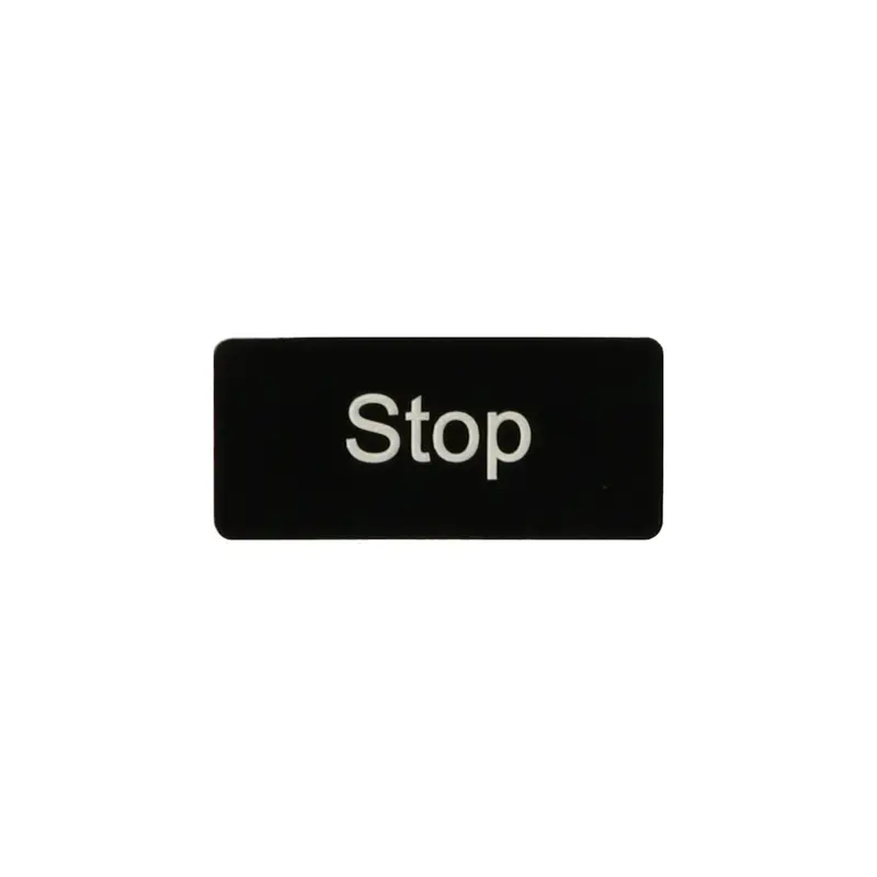Produktfoto 1 von Bezeichnungsschild 12,5x27mm, Schild schwarz, Beschriftung: Stop