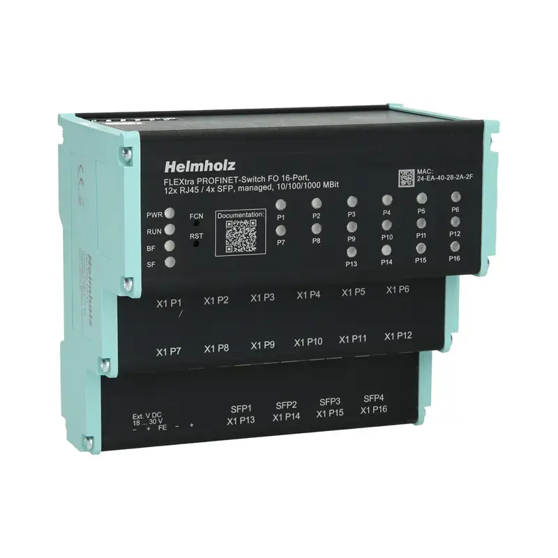 Produktfoto 1 von Managed PROFINET-Switch 16-Port Helmholz FLEXtra 700-856-12F41