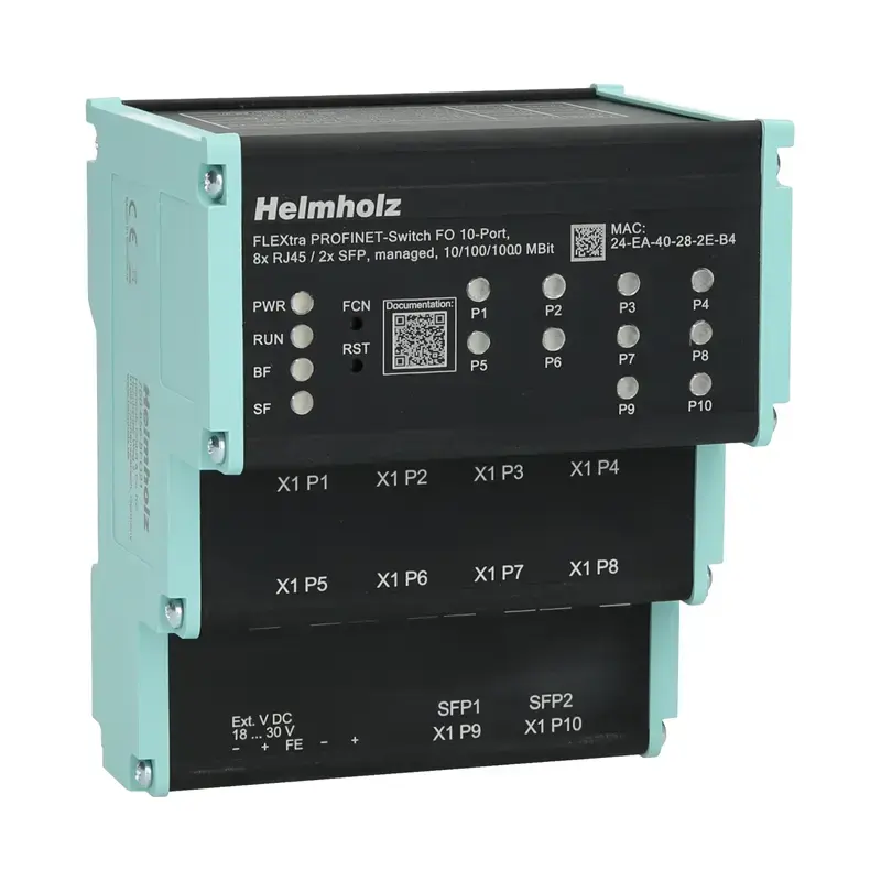 Produktfoto 1 von Managed PROFINET-Switch 10-Port Helmholz FLEXtra 700-856-8FO21