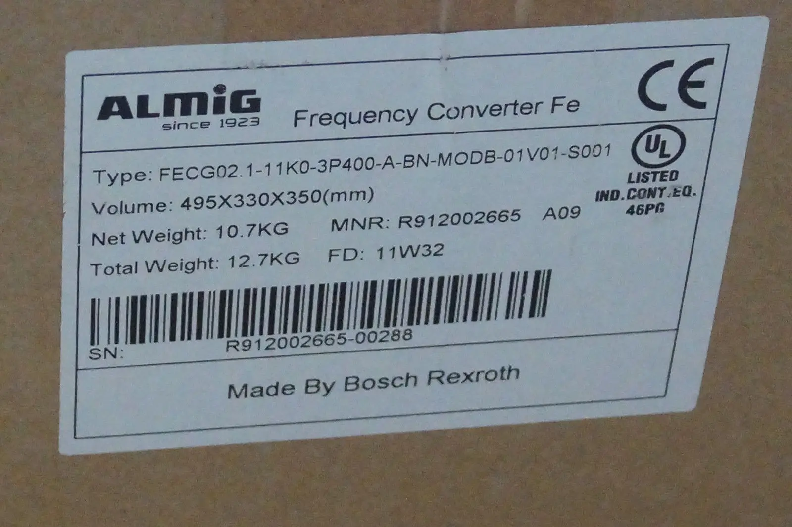 Produktfoto 1 von Bosch FECG02.1-11K0-3P400-A-BN-MODB-01V01-S001 Frequenz Umrichter 11kW