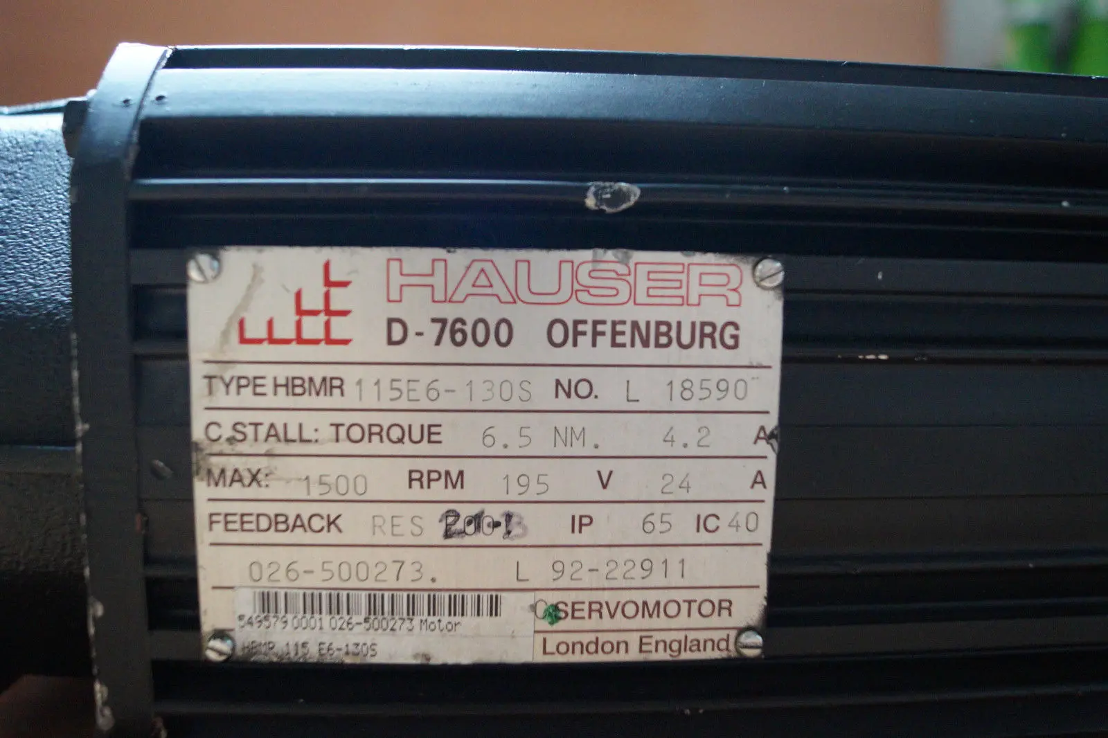 Produktfoto 1 von Hauser Servomotor HBMR115E6-130S