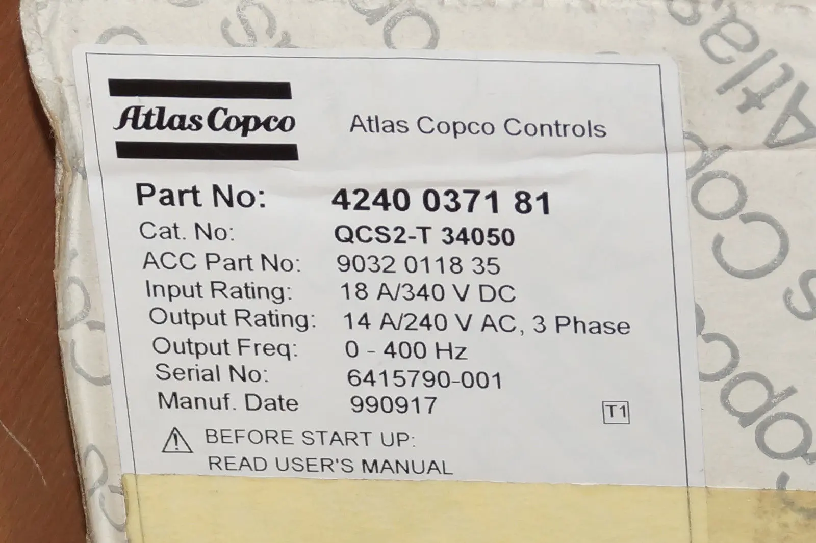 Produktfoto 1 von Atlas Copco QCS2-T 34050 Servoverstärker  4240037181
