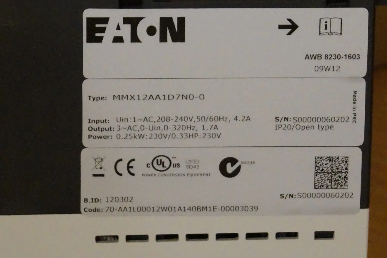Produktfoto 1 von EATON MMX12AA1D7N0-0 Frequenzumrichter