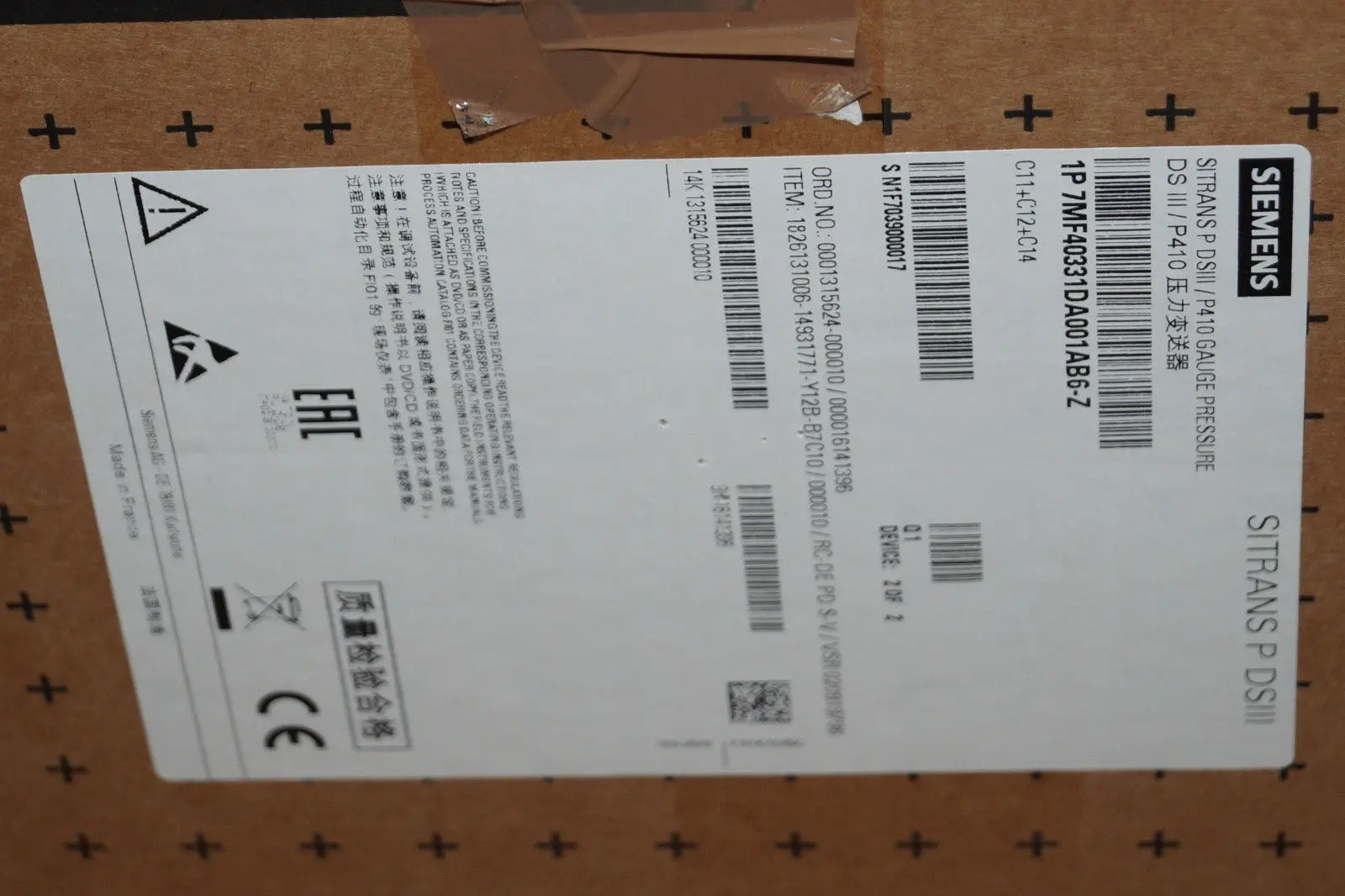Produktfoto 1 von Siemens 7MF4033-1DA00-1AB6-Z  Sitrans P Drucktransmitter 7MF4033-1DA00-1AB6-Z