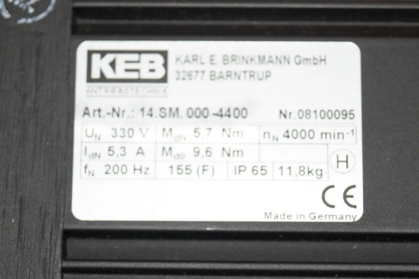 Produktfoto 1 von KEB Synchron Servomotor 14.SM.000-4400 4000U/min 5,3A