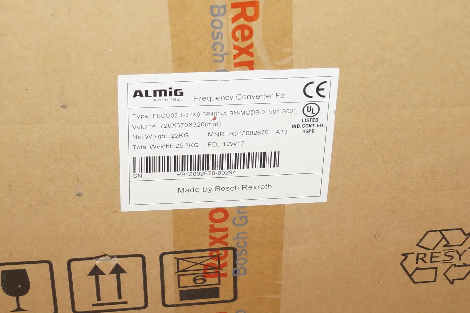 Produktfoto 1 von Bosch Rexroth Almig FECG02.1-37K0-3P400-A-BN-MODB-01V01-S001 37kW