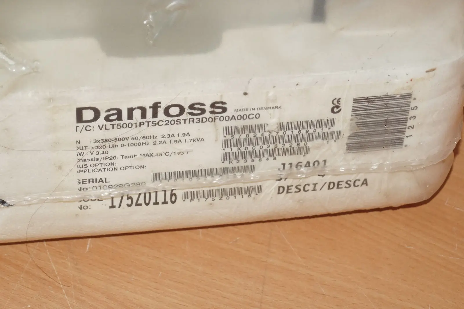 Produktfoto 1 von Danfoss VLT 5000 VLT5001PT5C20STR3D0F00A00C0 1,7kVA 175Z0116