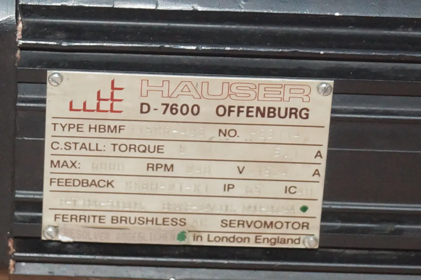 Produktfoto 1 von Hauser AC Servomotor HBMF 115C6-40S