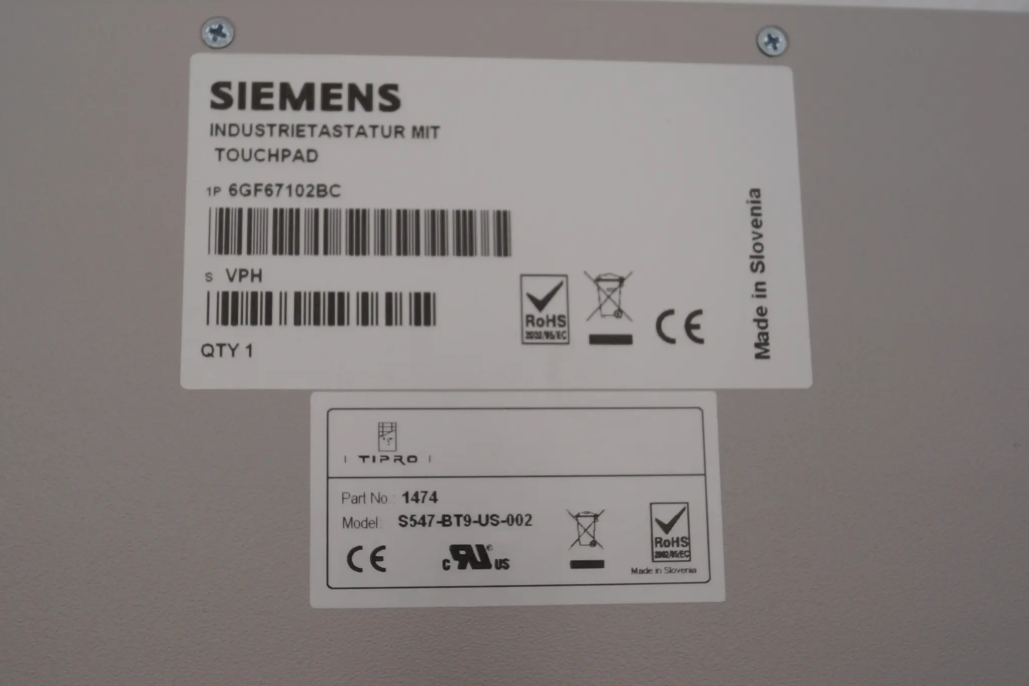 Produktfoto 1 von Siemens 6GF6710-2BC Industrietastatur mit Touchpad 6GF6 710-2BC