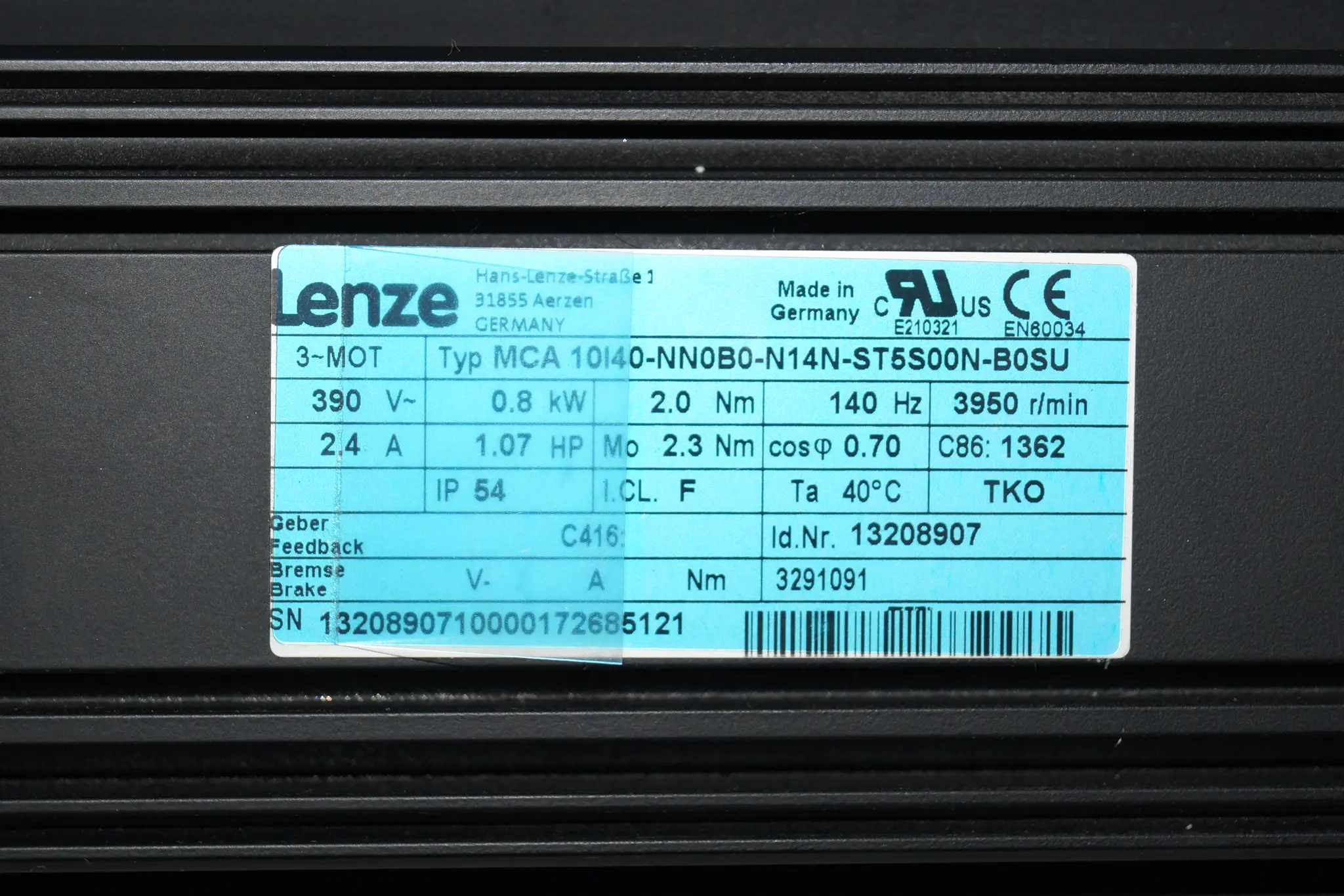 Produktfoto 1 von Lenze Servomotor MCA10I40-NN0B0-N14N-ST5S00N-B0SU