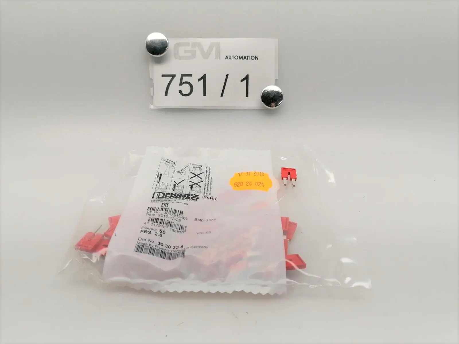 Produktfoto 1 von VPE 50x Phoenix Contact Steckbrücke FBS 2-6 3030336 2-polig rot plug-in bridge