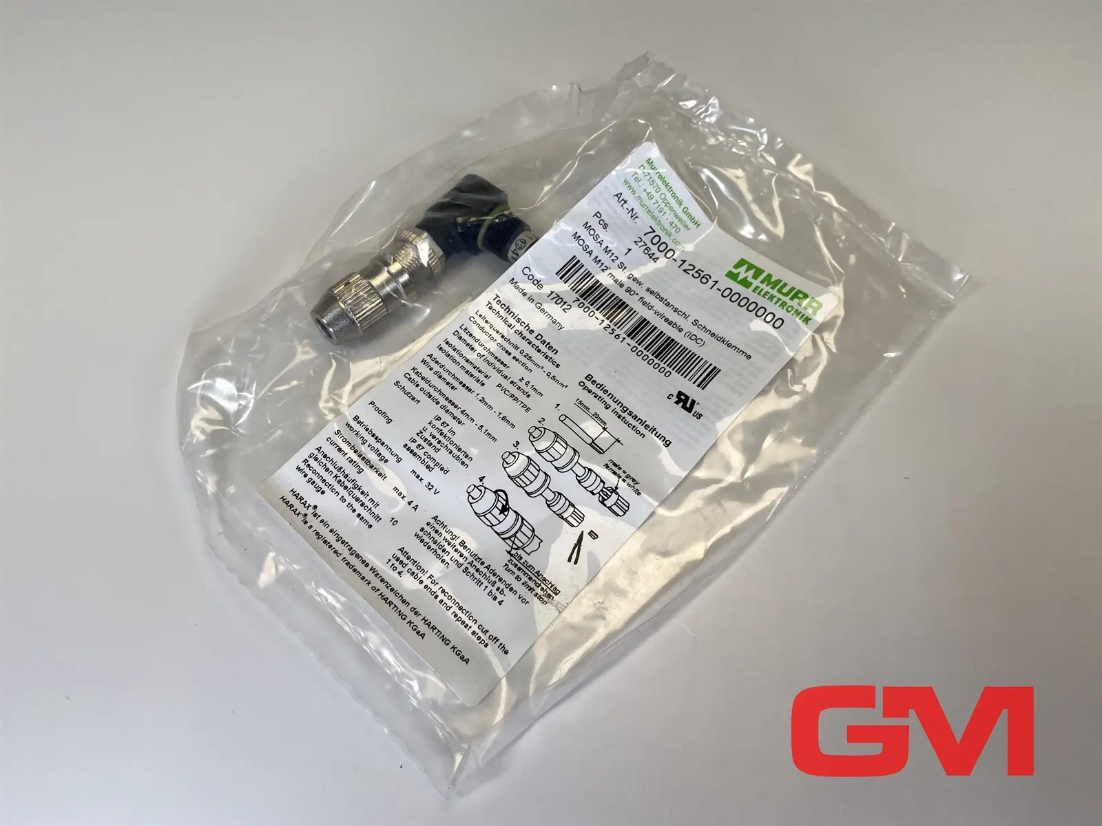 Produktfoto 1 von Murr Elektronik 7000-12561-0000000 MOSA M12 Schneidklemme 4-pol. 0,25...0,5mm²