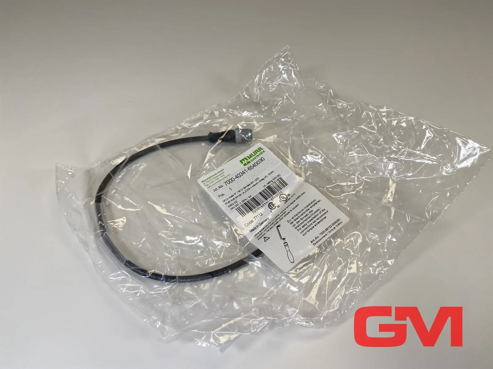 Produktfoto 1 von Murr Elektronik 7000-40341-6540030  M12 St. ger. auf M12 Bu. gew. mit LED PUR-OB