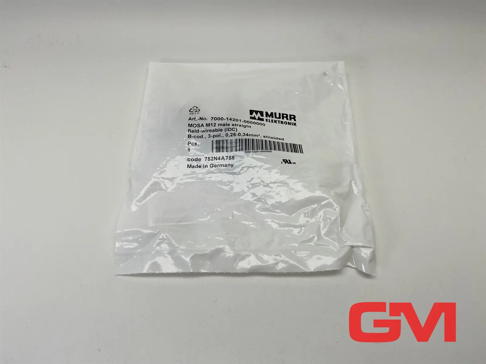 Produktfoto 1 von Murrelektronik 7000-14201-0000000 MOSA M12 male straight B-cod. 0,25-0,34mm²
