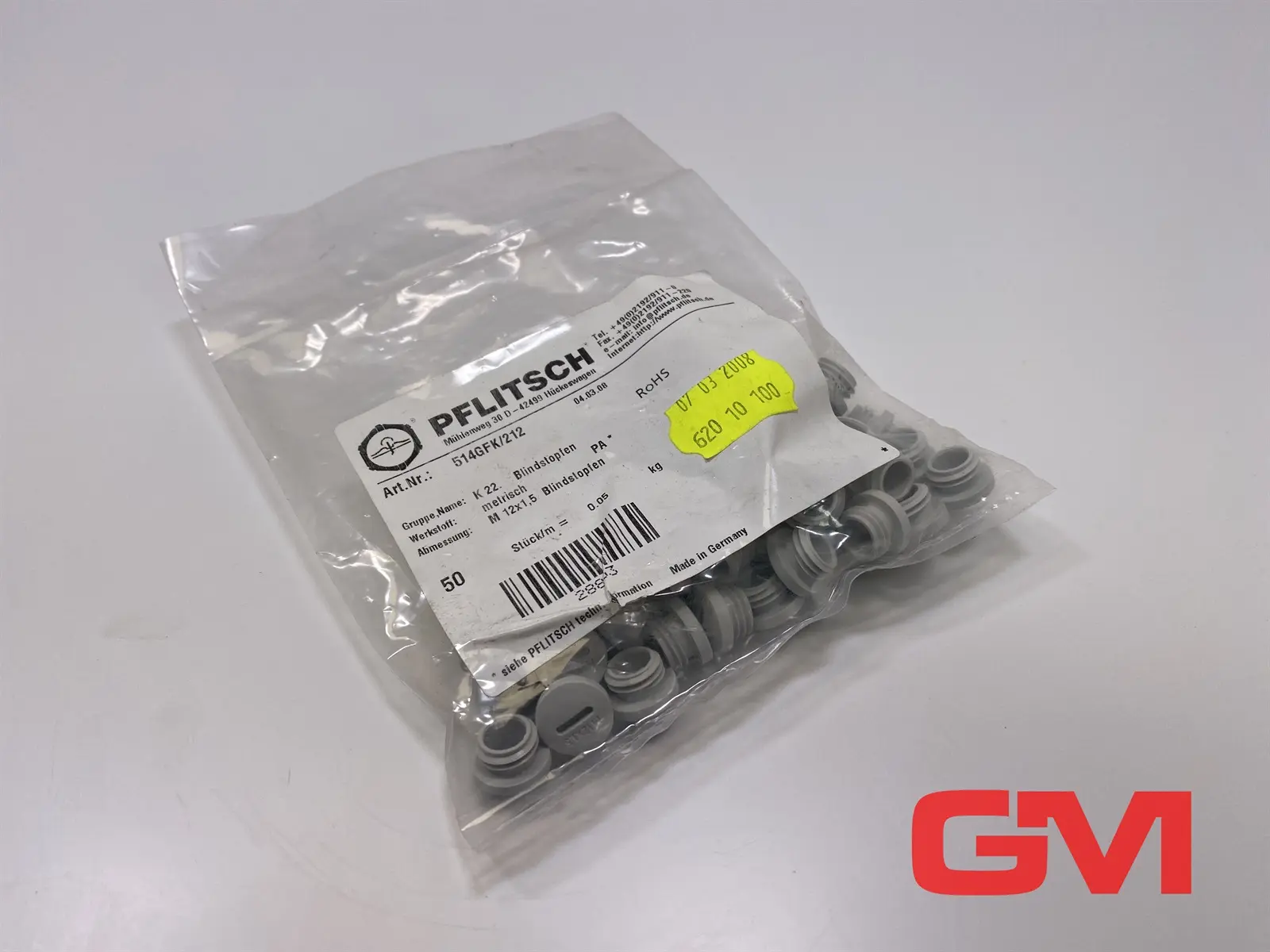 Produktfoto 1 von VE 50x Pflitsch Blindstopfen 514GFK/212 blind plug M 12x1,5 mm  metrisch PA