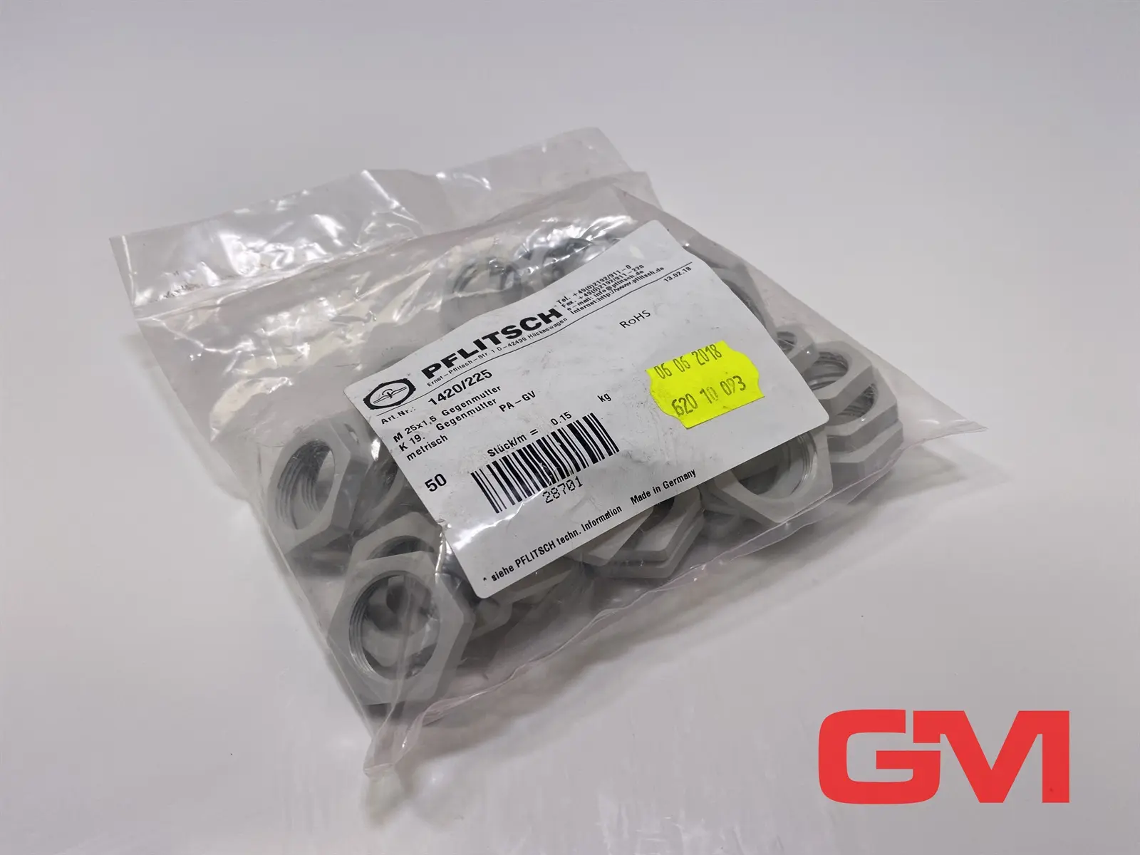 Produktfoto 1 von VE 50x Pflitsch Kabelverschraubungen Gegenmutter 1420/225 locking nut M25x1,5