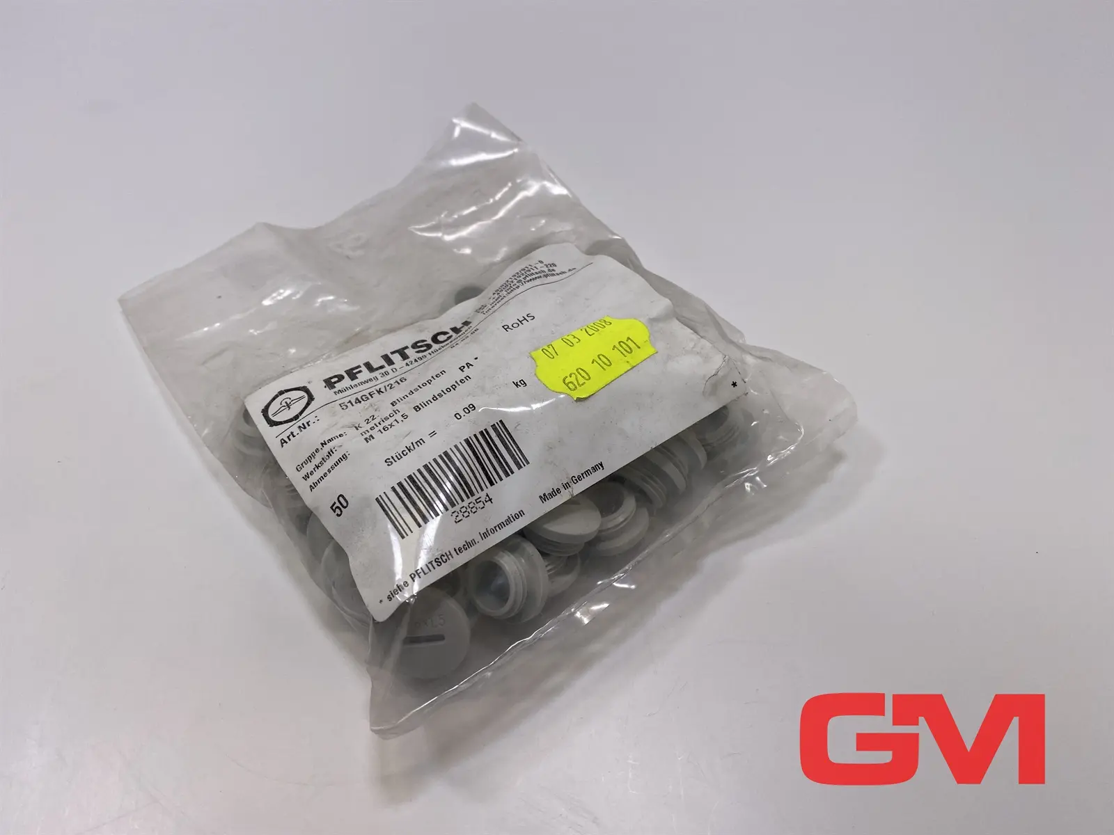Produktfoto 1 von VE 50x Pflitsch Blindstopfen 514GFK/216 blind plug M 16x1,5 metrisch PA
