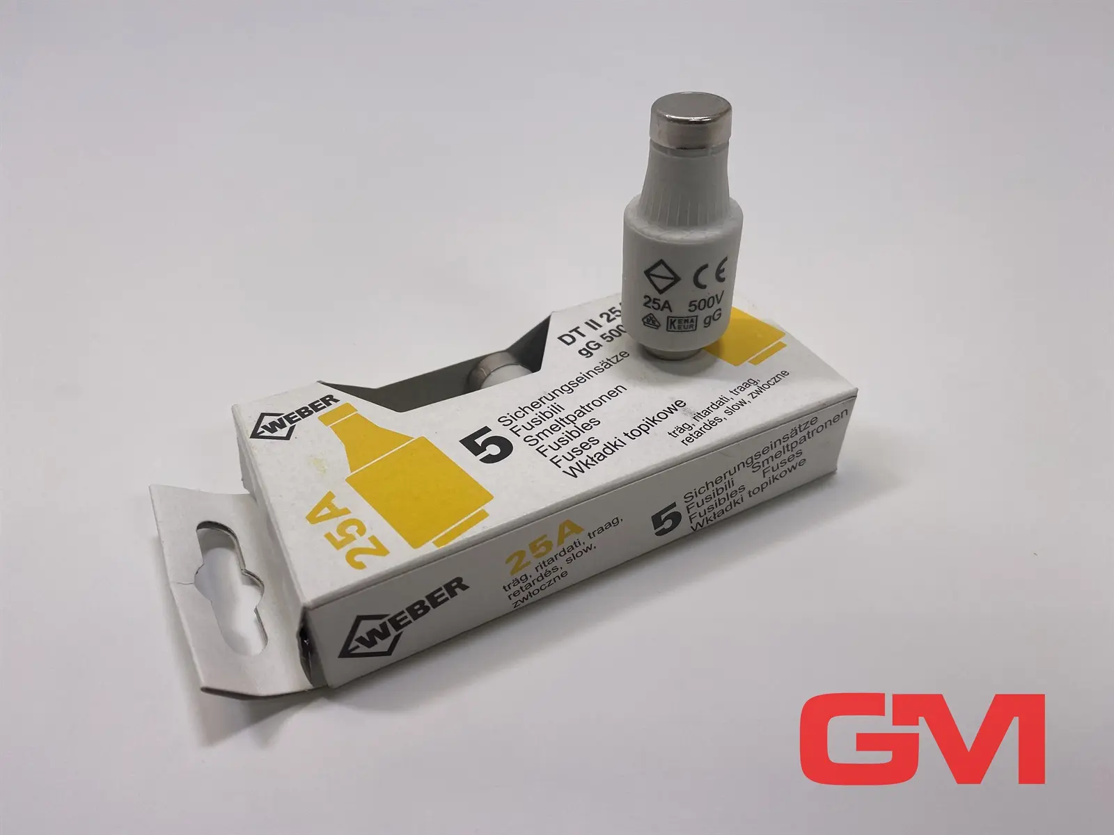 Produktfoto 1 von VE 5x Weber Sicherungseinsätze DT II 25A gG 500V fuses träg Sicherung Schütz