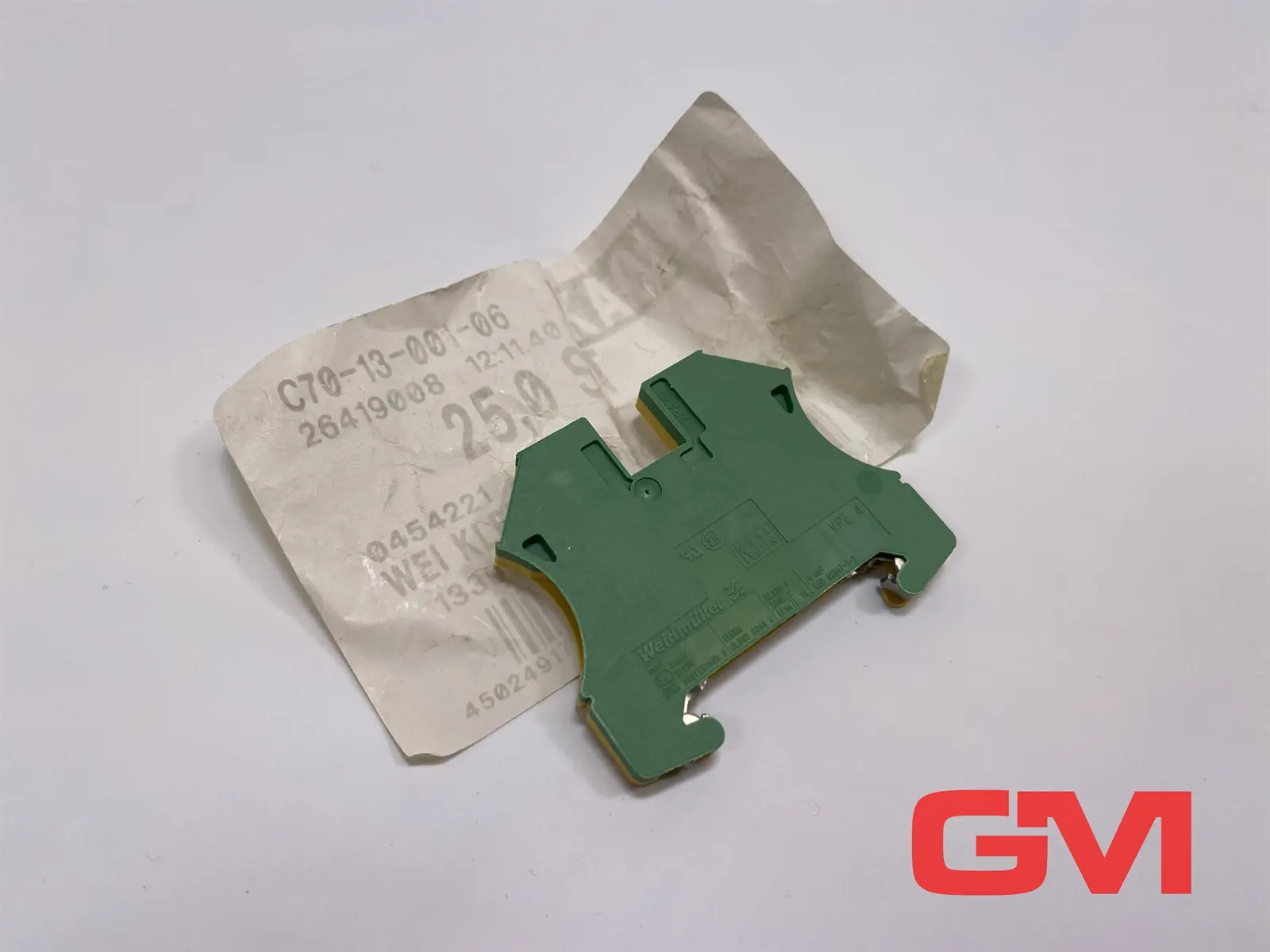 Produktfoto 1 von 18 x Weidmüller Reihenklemmen WPE4 terminal block 1010100000 4mm² 480A grün-gelb