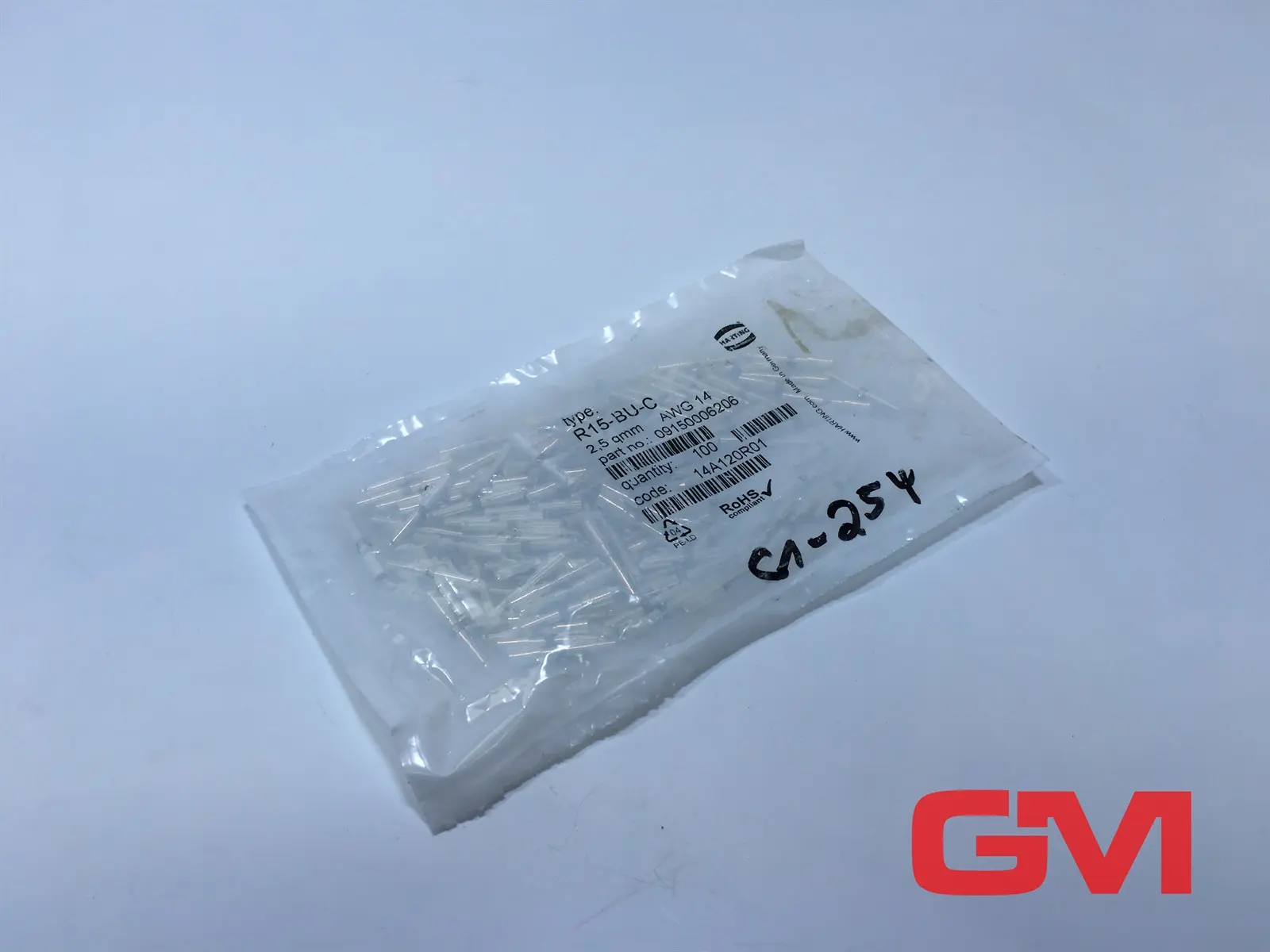 Produktfoto 1 von VE 100 x Harting Crimpkontakt R15-BU-C 2,5qmm crimp contact 09150006206 AWG14
