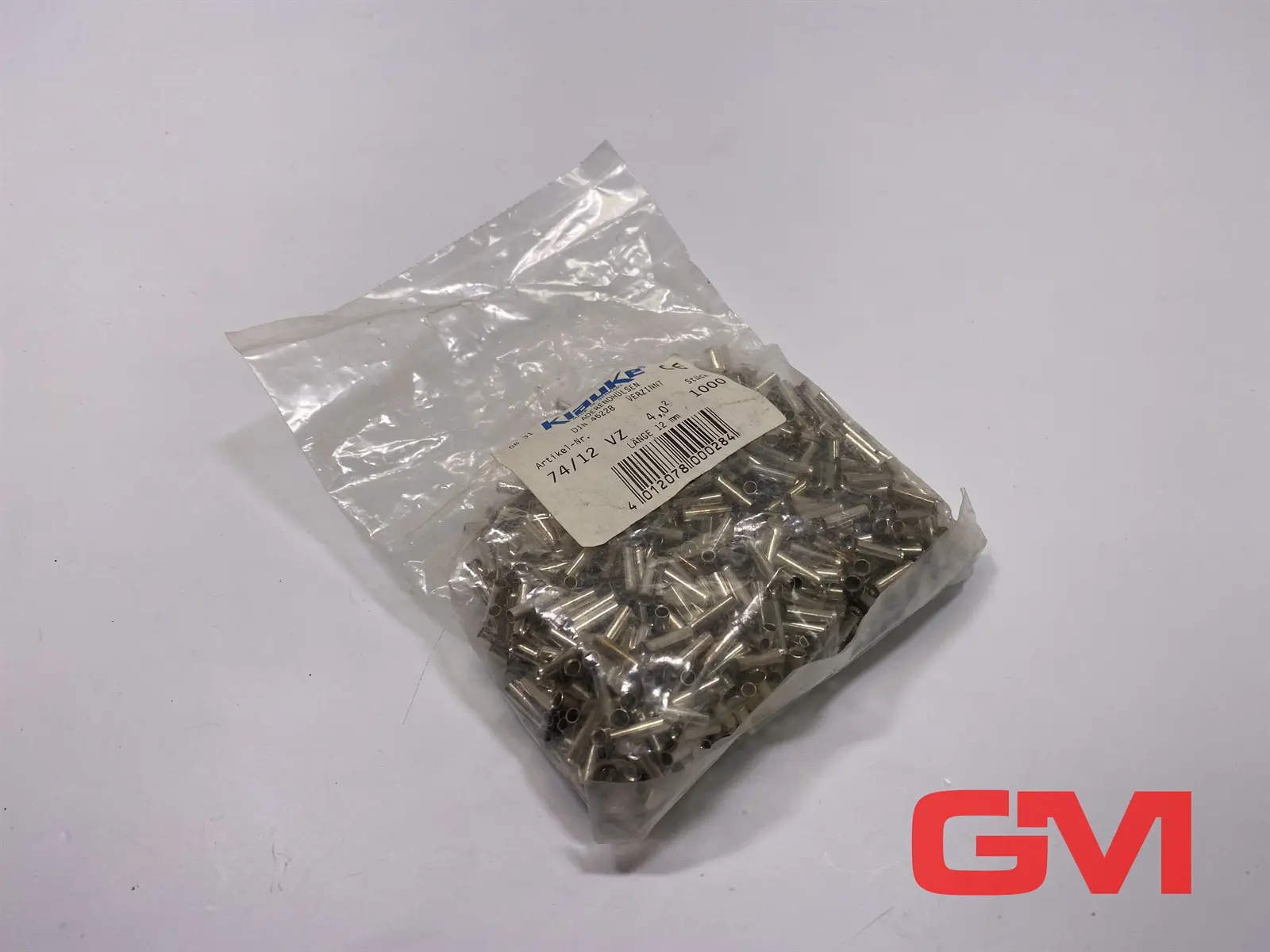 Produktfoto 1 von VE 1000x Klauke Aderendhülsen 74/12 VZ 4mm² ferrule Länge 12 mm verzinnt