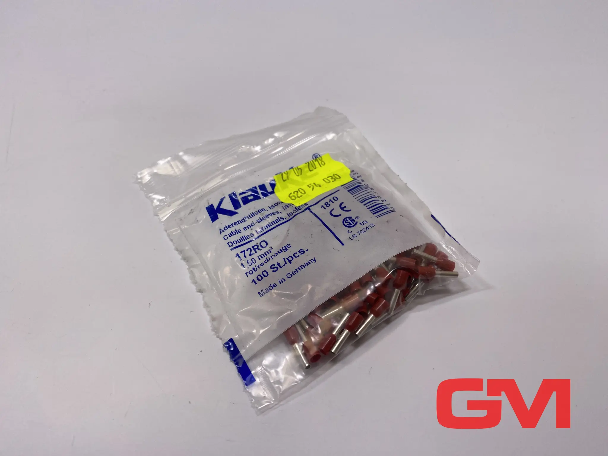 Produktfoto 1 von VE 100x Klauke Aderendhülse isoliert 172RO rot cable end-sleeves red 1,50mm²