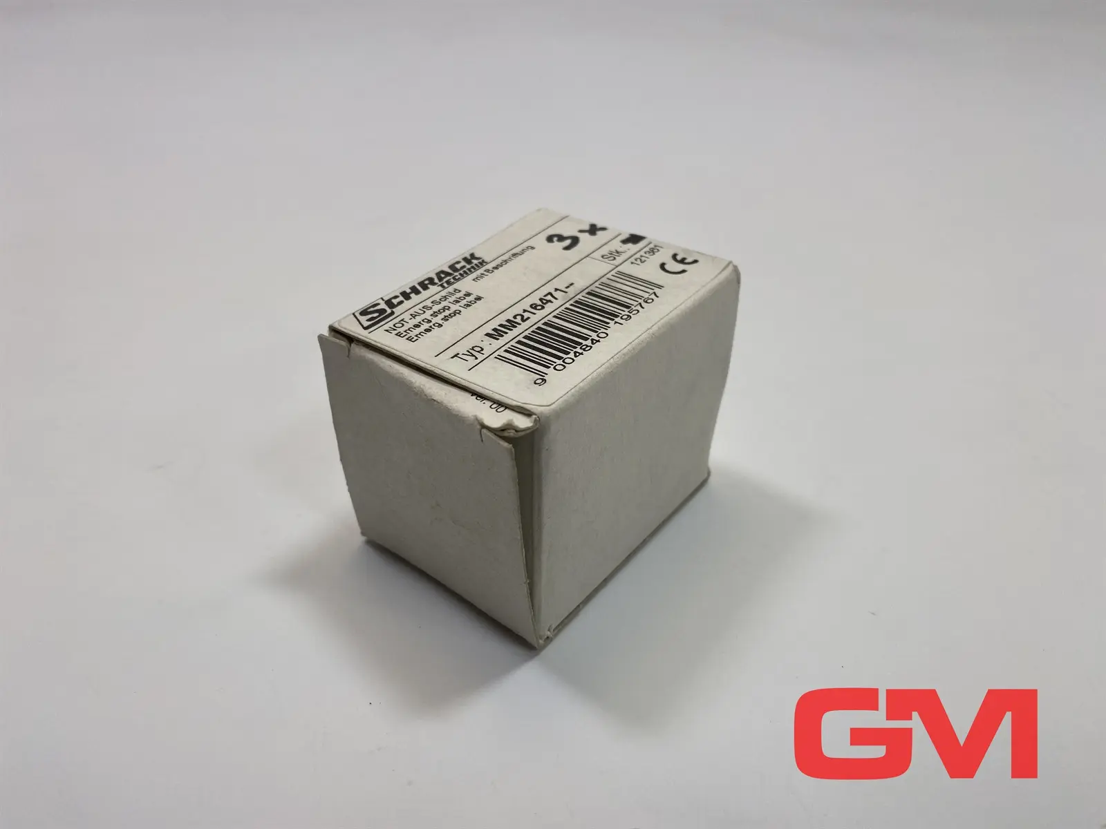 Produktfoto 1 von VE 3x Schrack Not-Aus Schild MM216471 emergency stop label 33x50mm Beschriftung