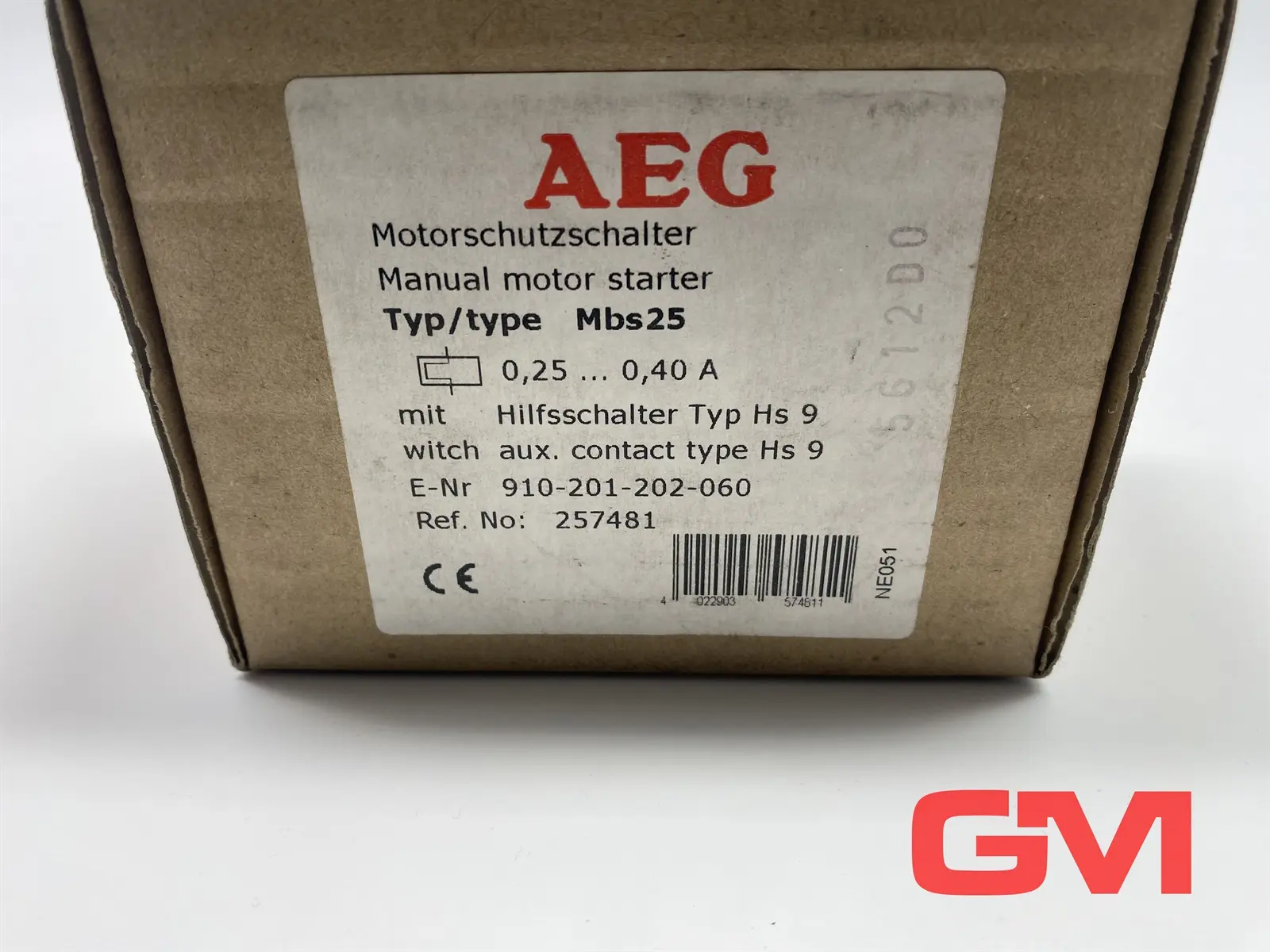 Produktfoto 1 von AEG Motorschutzschalter 257481 motor starter Mbs25 910-201-202-060 0,25-0,4 A