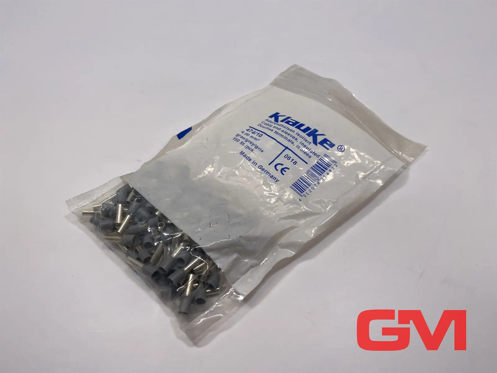 Produktfoto 1 von VE 100x Klauke Aderendhülse isoliert 474/10 cable end-sleeves grey 4,00mm² grau