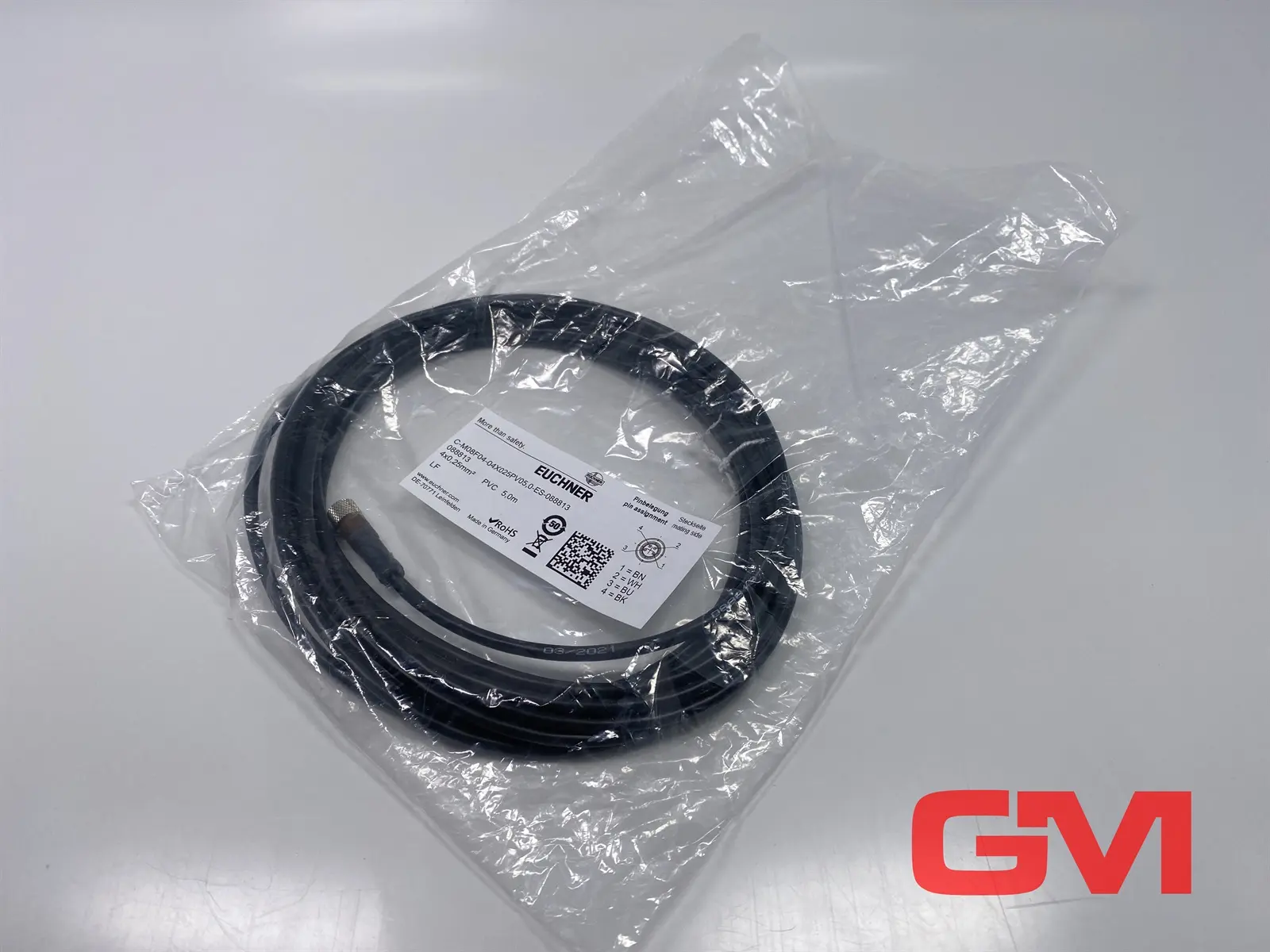 Produktfoto 1 von Euchner Anschlussleitung C-M08F04-04X025PV05,0-ES-088813 cable 088813 M8 5m