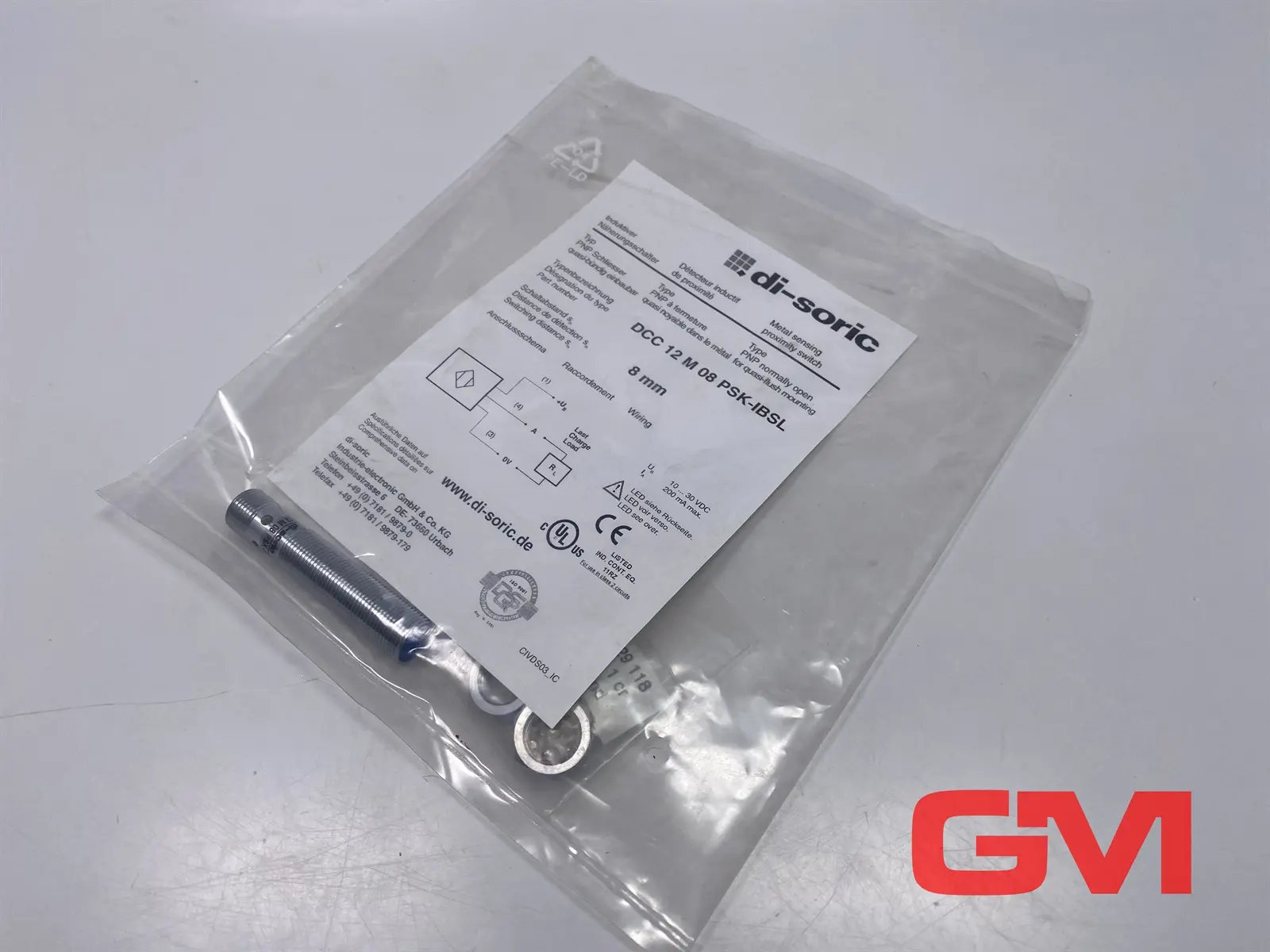 Produktfoto 1 von di-soric Näherungssensor DCC 12 M 08 PSK-IBSL proximity switch 200303 8mm