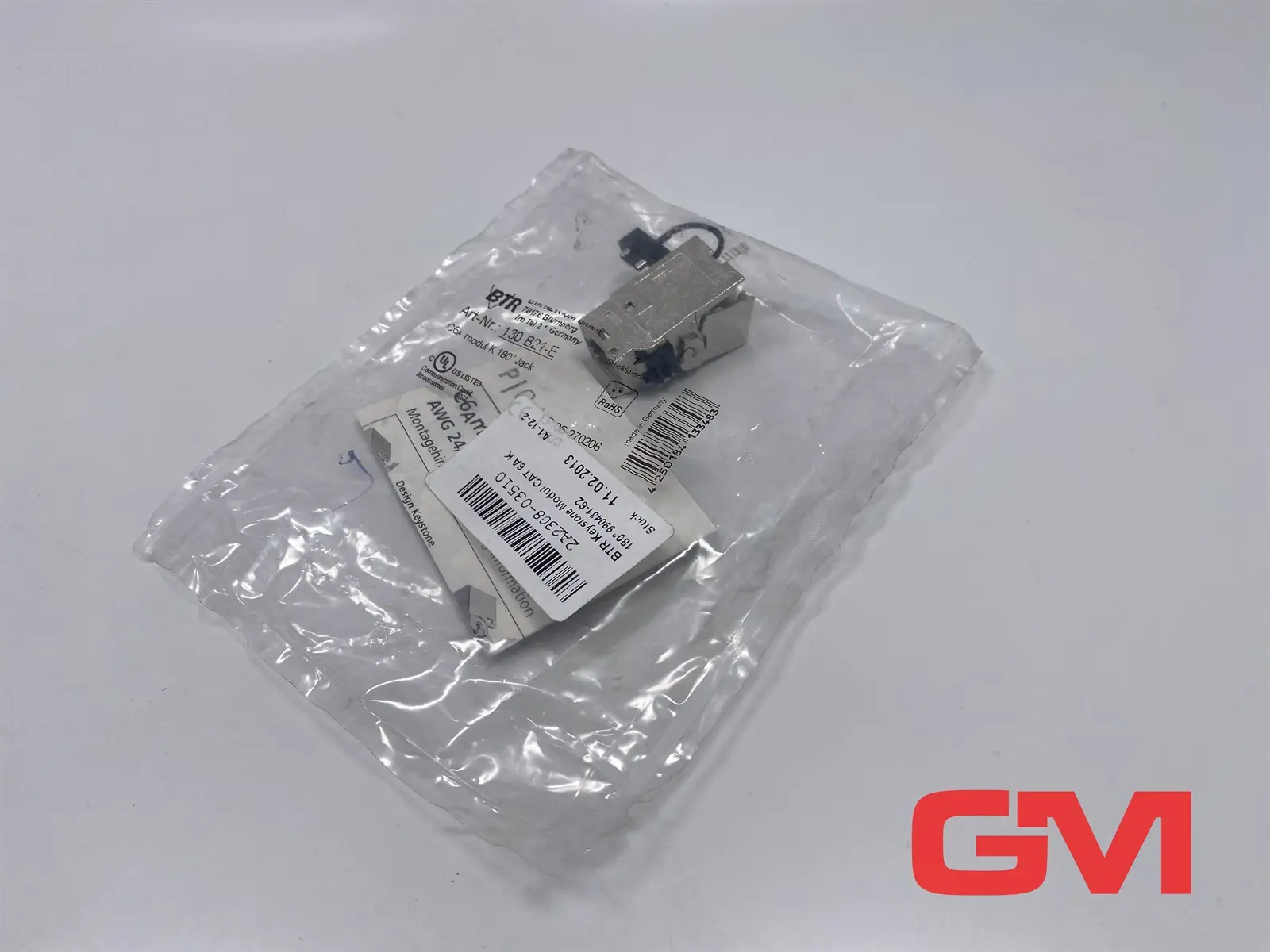 Produktfoto 1 von BTR Buchse - Keystone C6a modul K 180° Jack 130B21-E Anschlusseinheit RJ45
