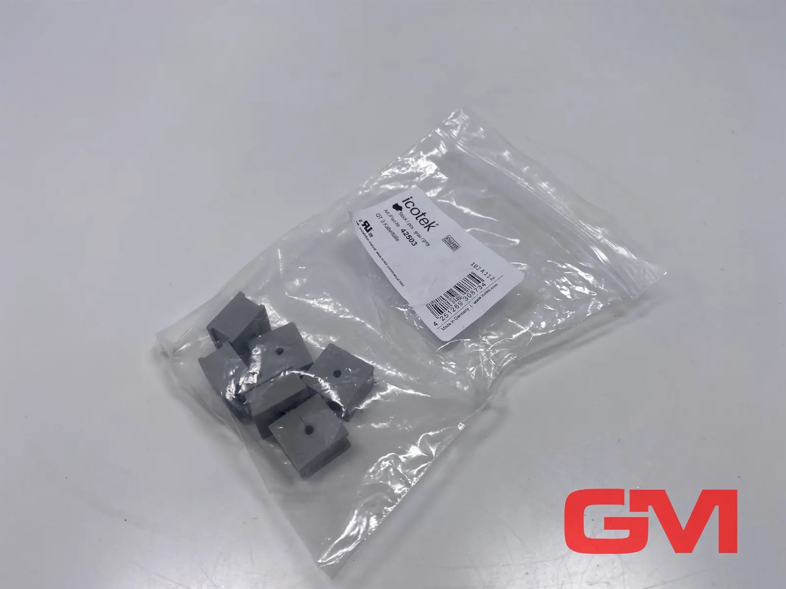 Produktfoto 1 von VE 6x icotek Kabeltüllen QT 3 cable grommet grey 42503 grau Klemmbereich 1x3-4mm