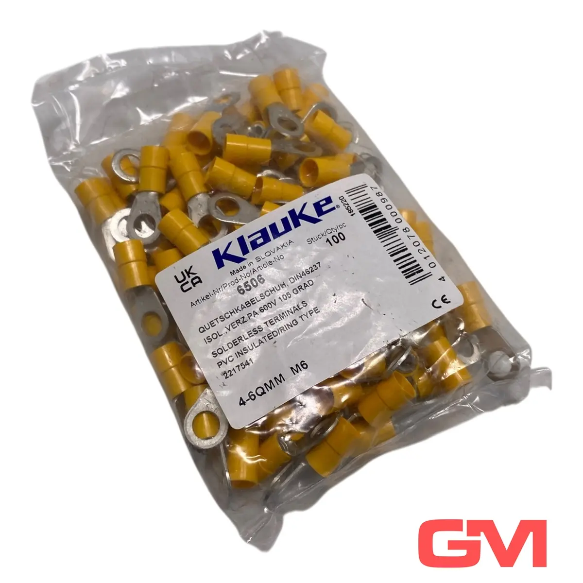 Produktfoto 1 von VPE 100x Klauke Quetschkabelschuh 6506 crimp terminal lug  4-6 qmm M6 gelb