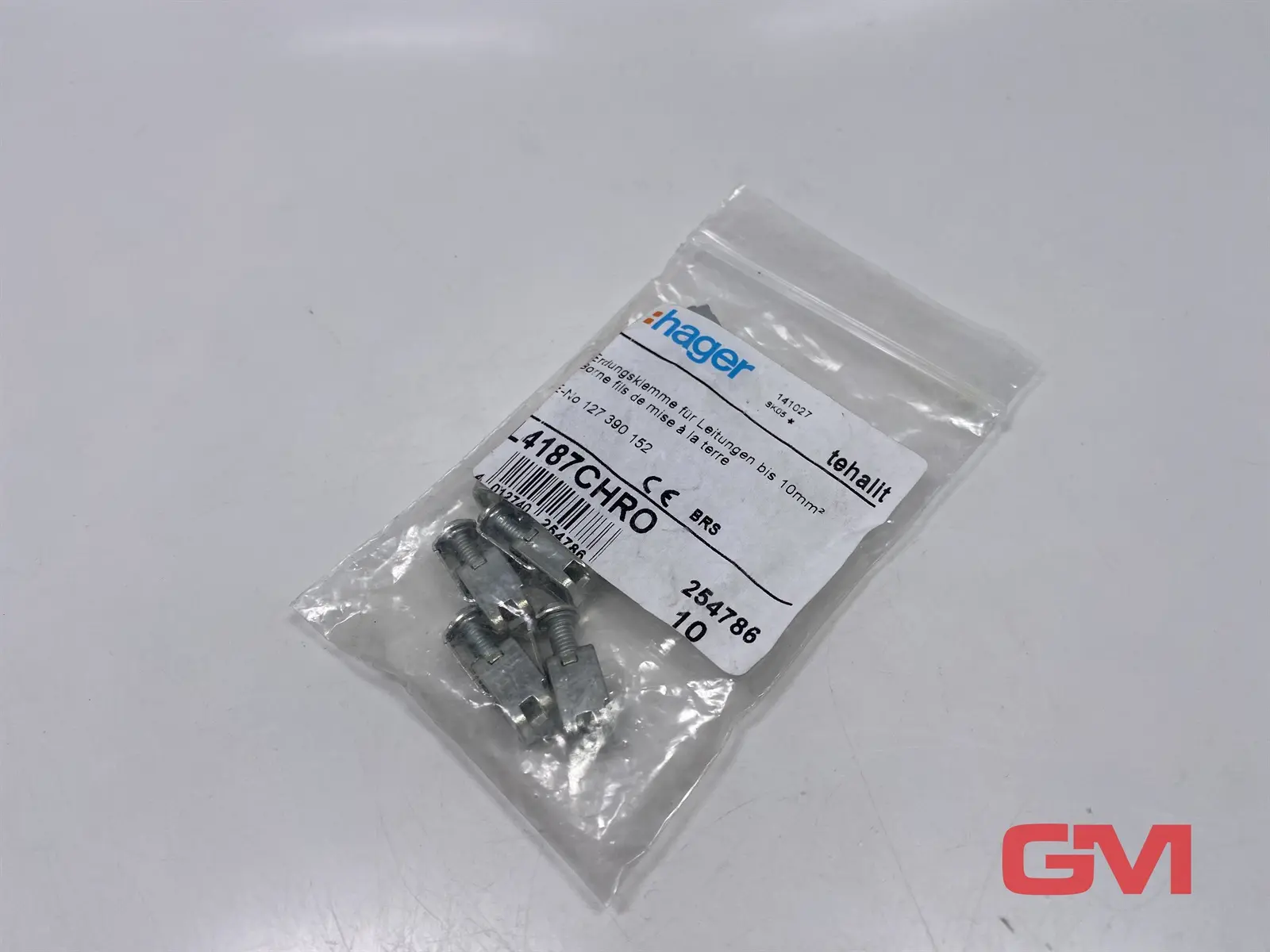 Produktfoto 1 von VE 10x Hager Erdungsklemme L4187CHRO ground terminal Leitungen bis 10mm² 254786