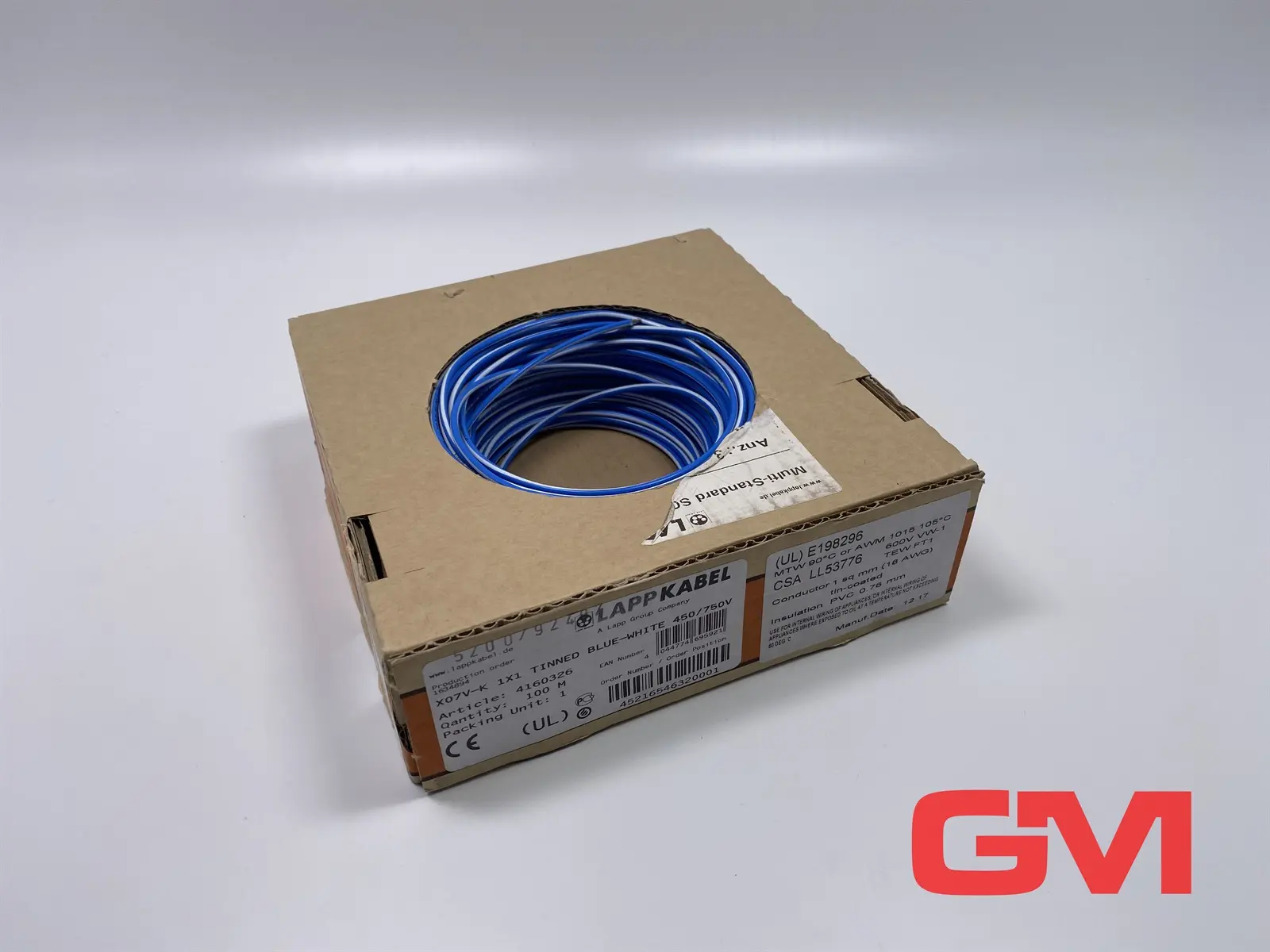 Produktfoto 1 von Lapp Kabel Aderleitung H07V-K 1X1 blau/weiß single single wire 4160326 100 m