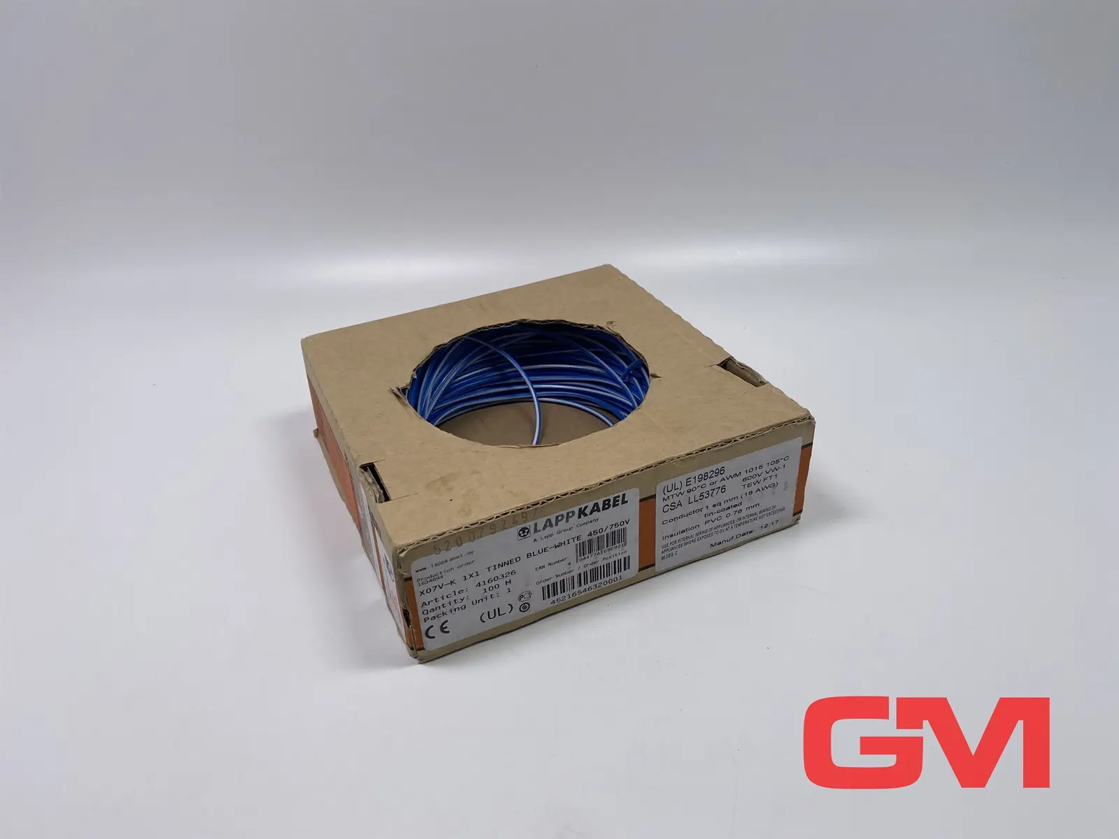 Produktfoto 1 von Lapp Kabel Aderleitung H07V-K 1X1 blau/weiß single wire 4160326 Länge unbekannt