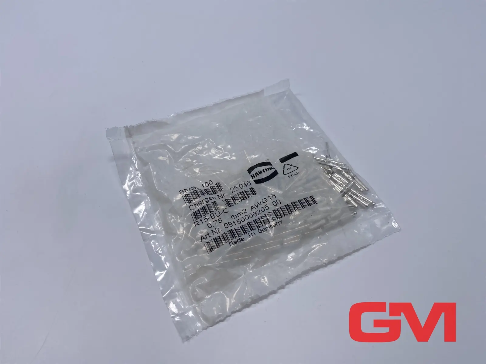 Produktfoto 1 von VE 100x Harting Crimpkontakt R 15-BU-C crimp contact 09150006205 0,75qmm Buchse