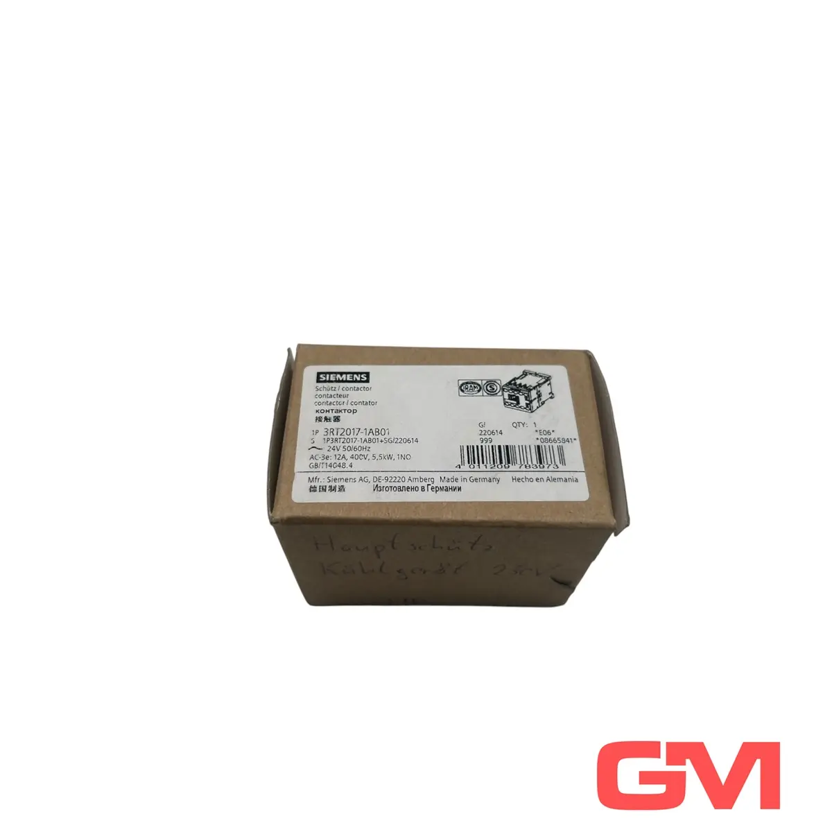 Produktfoto 1 von Siemens Schütz 3RT2017-1AB01 contactor 1NO 24VAC 50/60Hz 3-polig Leistungsschütz