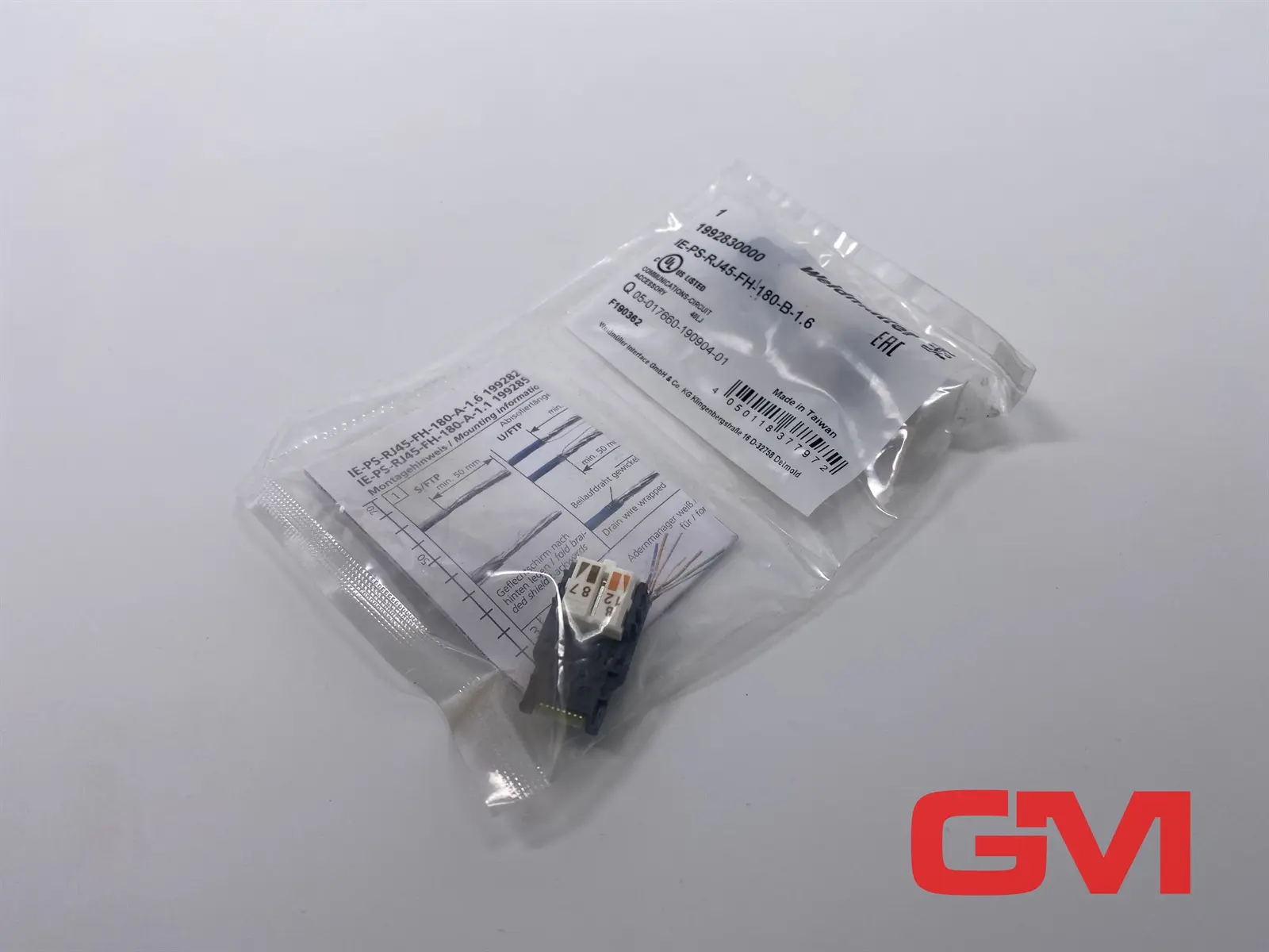 Produktfoto 1 von Weidmüller RJ45-Stecker IE-PS-RJ45-FH-180-B-1.6 RJ45 plug 1992830000 Cat.6A