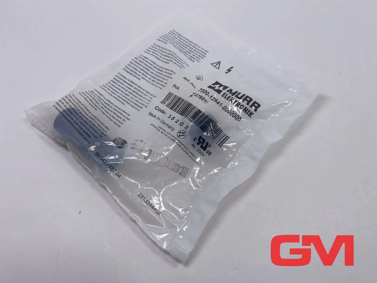 Produktfoto 1 von Murr Elektronik Buchse 7000-12941-0000000 Female straight M12 Bu. 0° A-kod.
