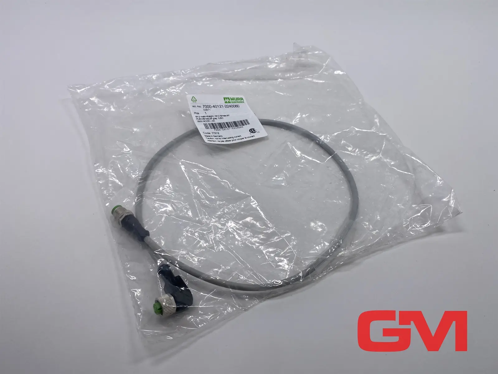 Produktfoto 1 von Murr Elektronik Kabel 7000-40121-2240060 cable M12 St. 0° / M12 Bu. 90° A-kod.