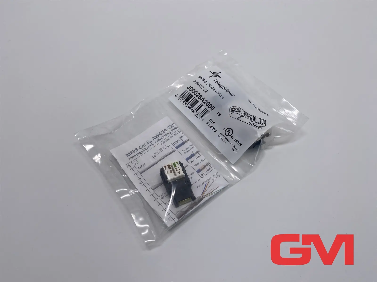 Produktfoto 1 von Telegärtner RJ45-Steckverbinder MFP8 T568 A Cat.6A connector J00026A2000