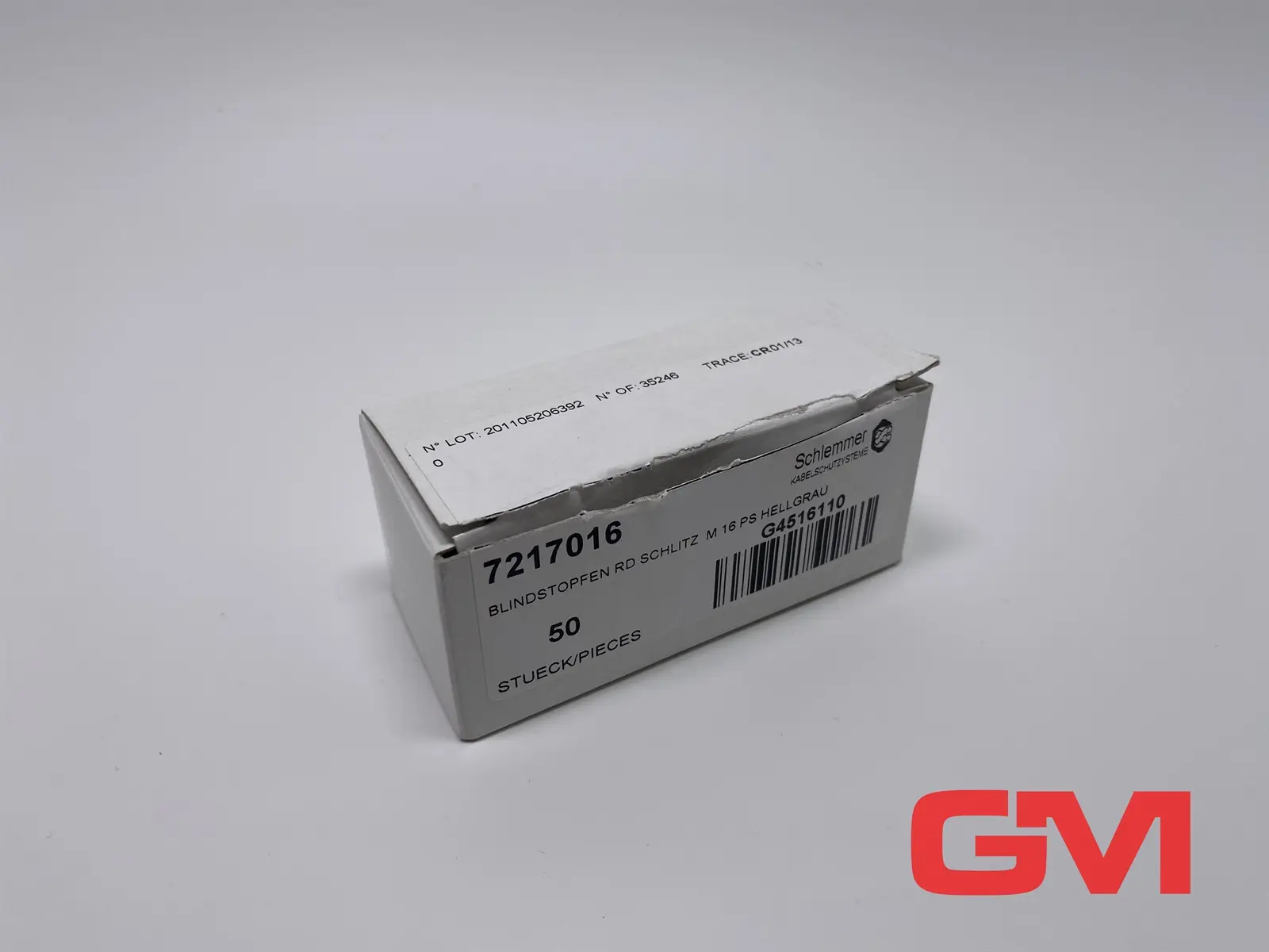 Produktfoto 1 von VE 50x Schlemmer Blindstopfen G4516110 blind plug 7217016 M16 Schlitz hellgrau