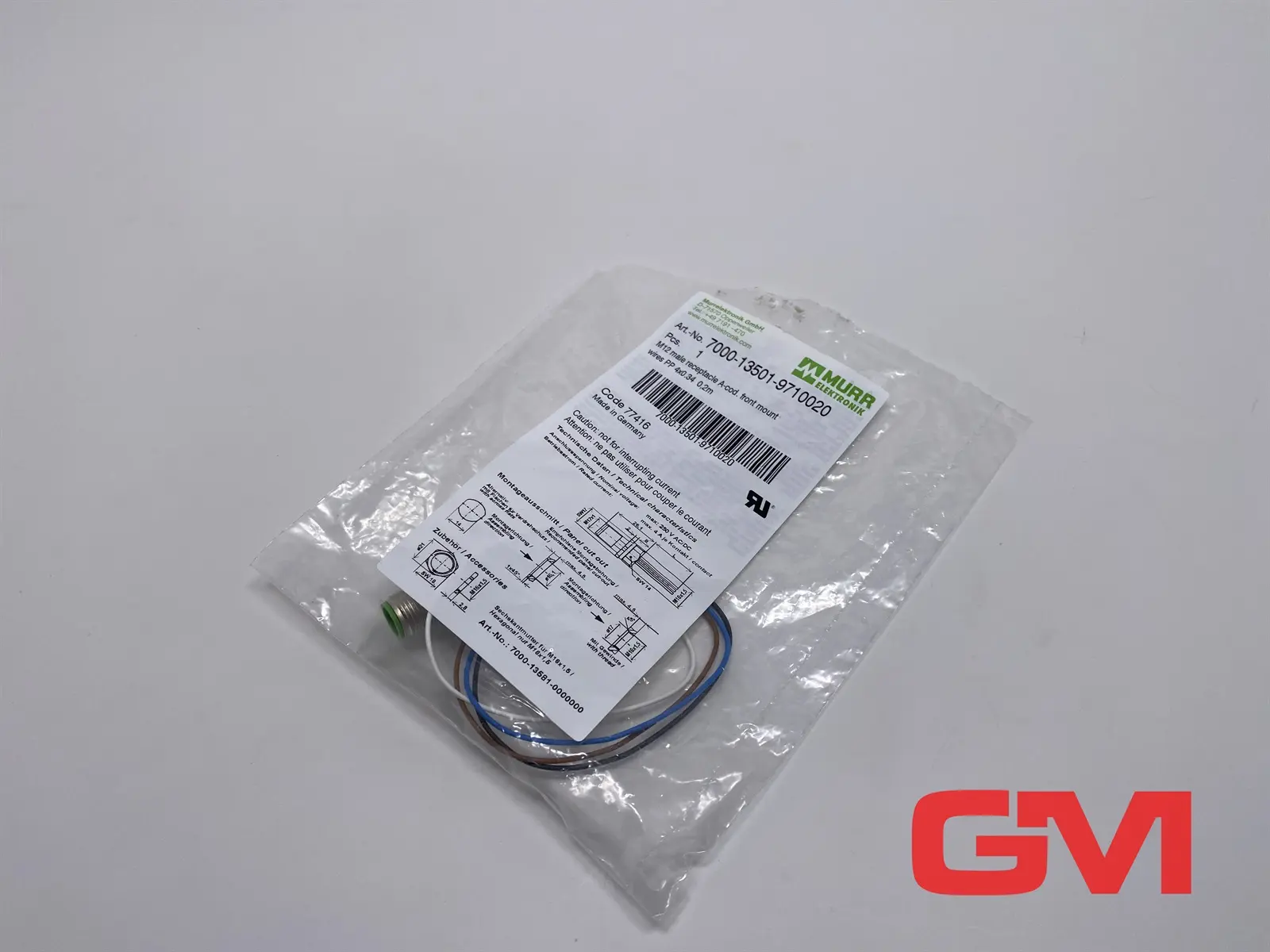Produktfoto 1 von Murr Elektronik Flanschstecker M12 St. Flansch A-kod. VWM 7000-13501-9710020