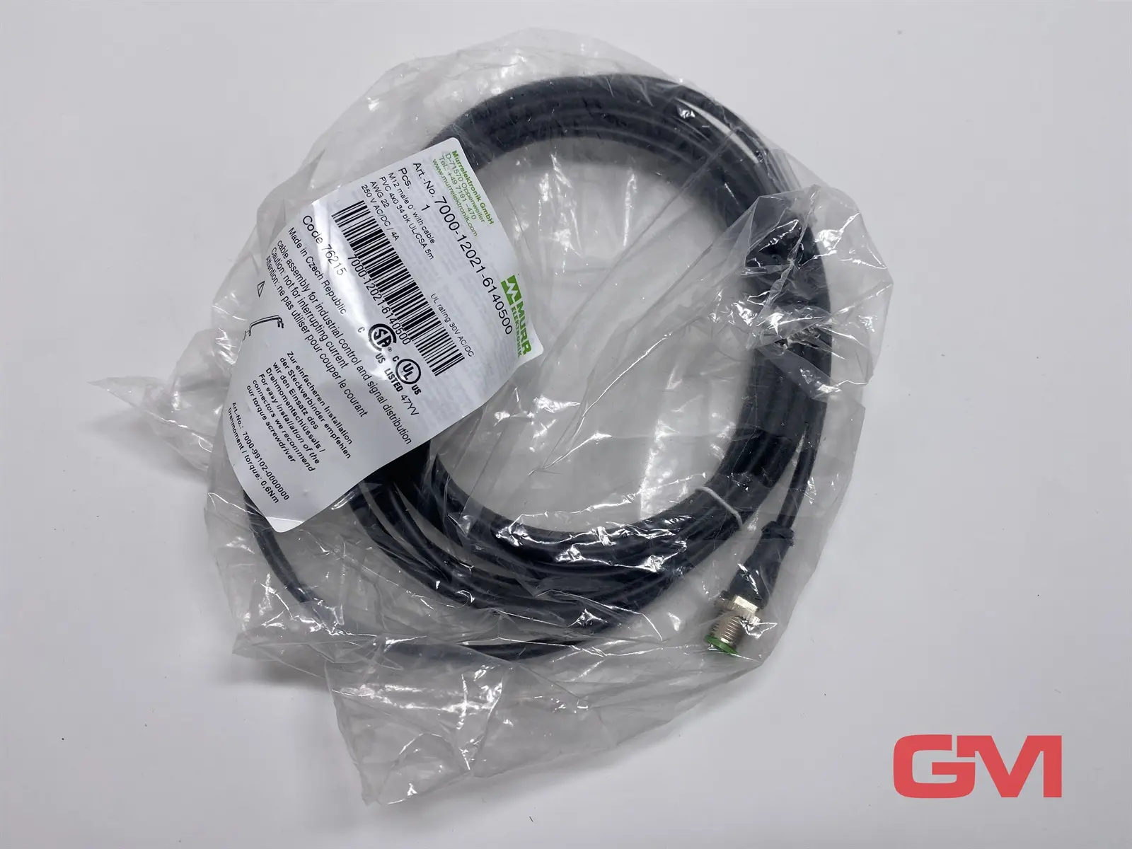 Produktfoto 1 von Murr Elektronik Verbindungskabel 7000-12021-6140500 cable M12 St. PVC 4x0.34 5m